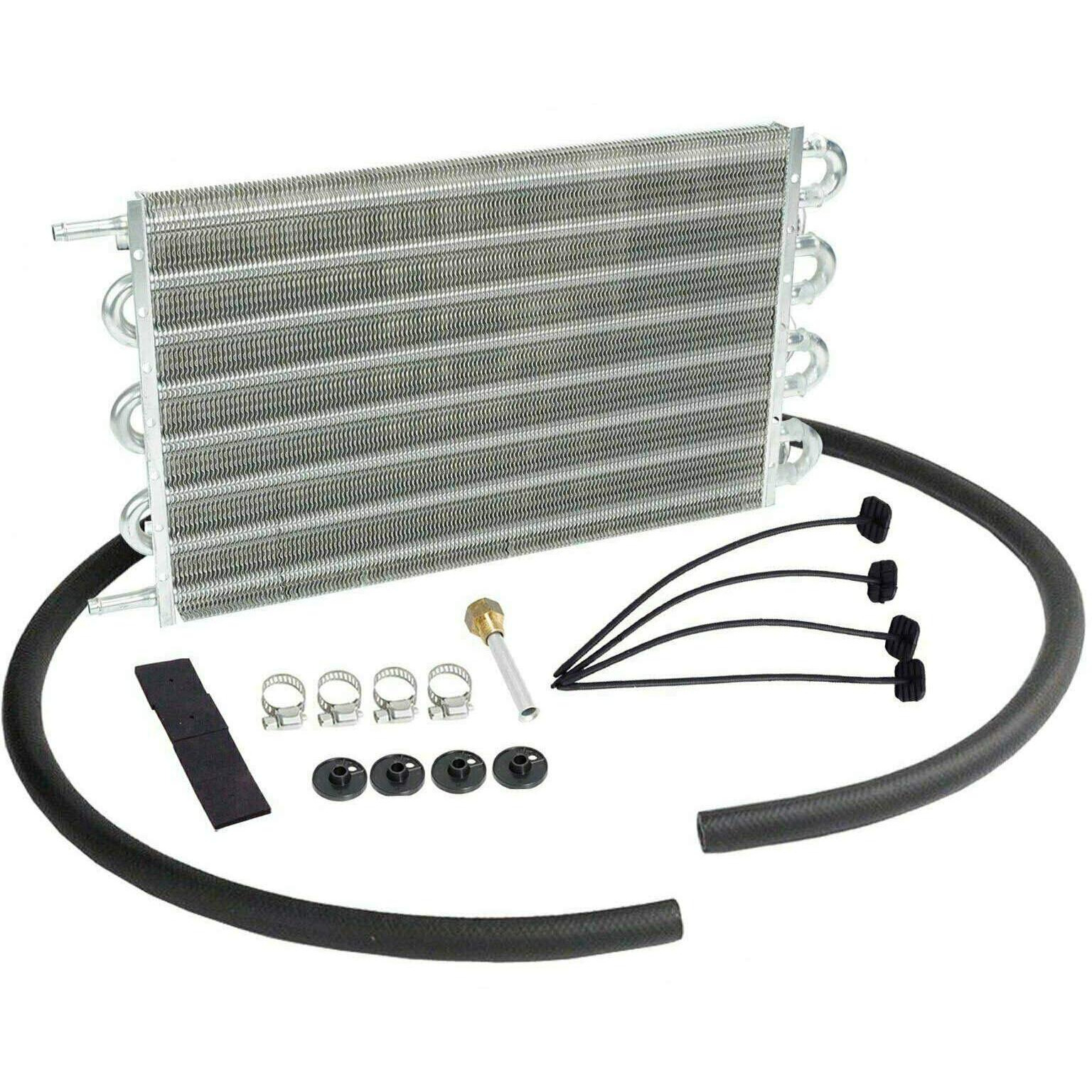 Magqoo 8 Row Tube And Fin Transmission Cooler High Performance Aluminium Oil Cooler Kit W/ 10"" Radiator Cooling Fan Universal