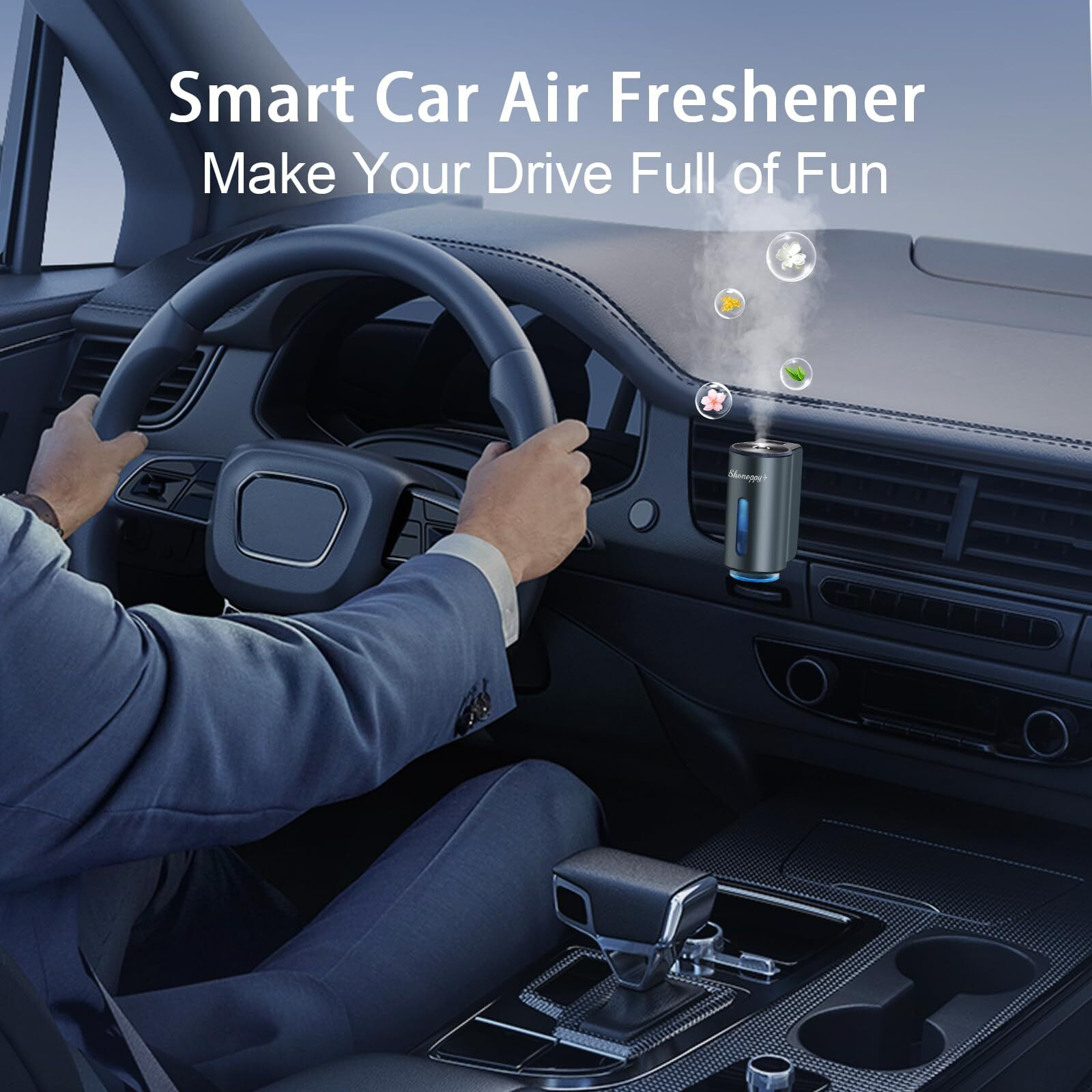 Shonoppy Smart Car Air Freshener Diffuser,Car Aroma Diffuser Air Freshener Spray Automatic With 6Pcs Cologne Aromatherapy Oil