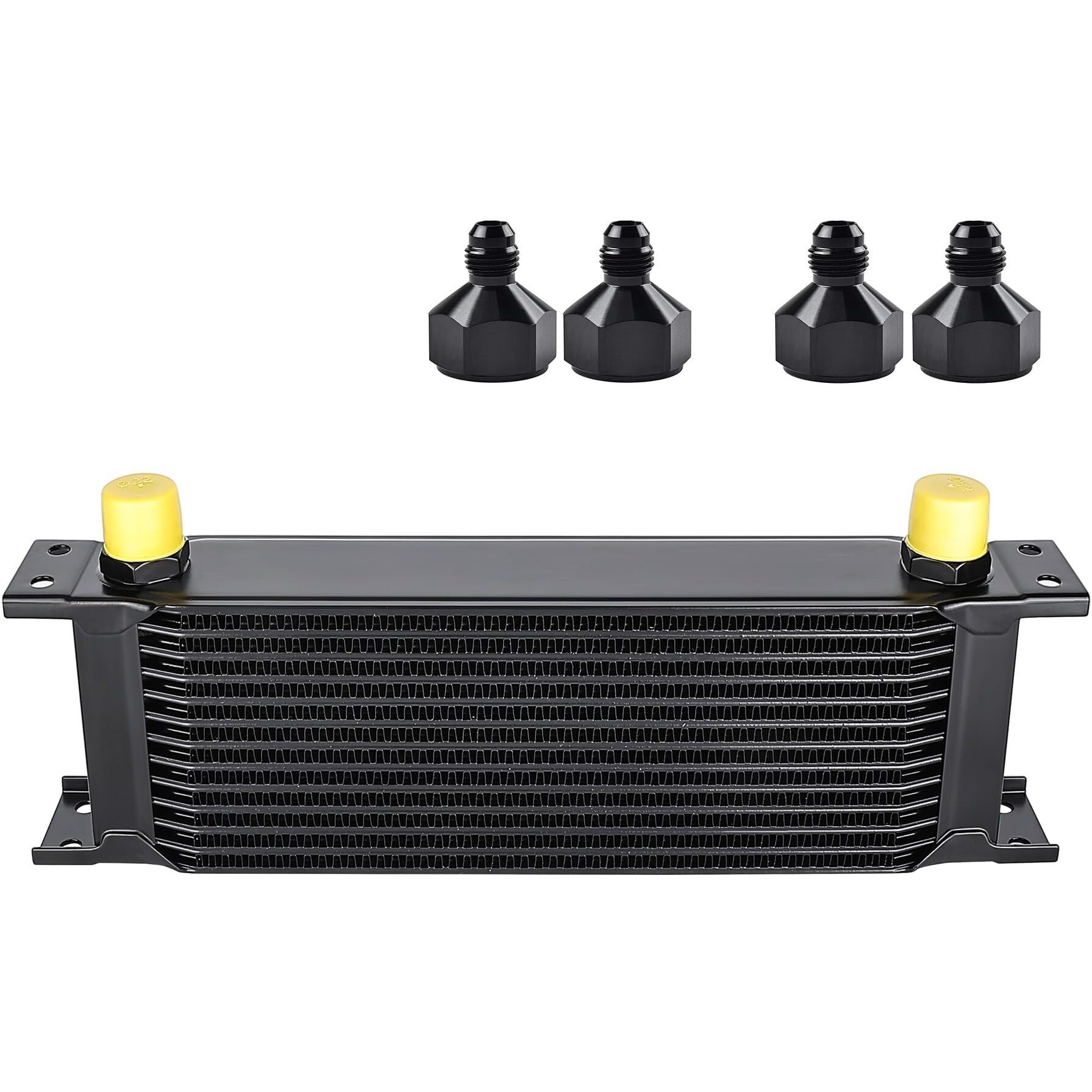 Evil Energy 13 Row Oil Cooler, 10An Stacked Plate Transmission Engine Cooler Universal British Radiator Aluminium Black