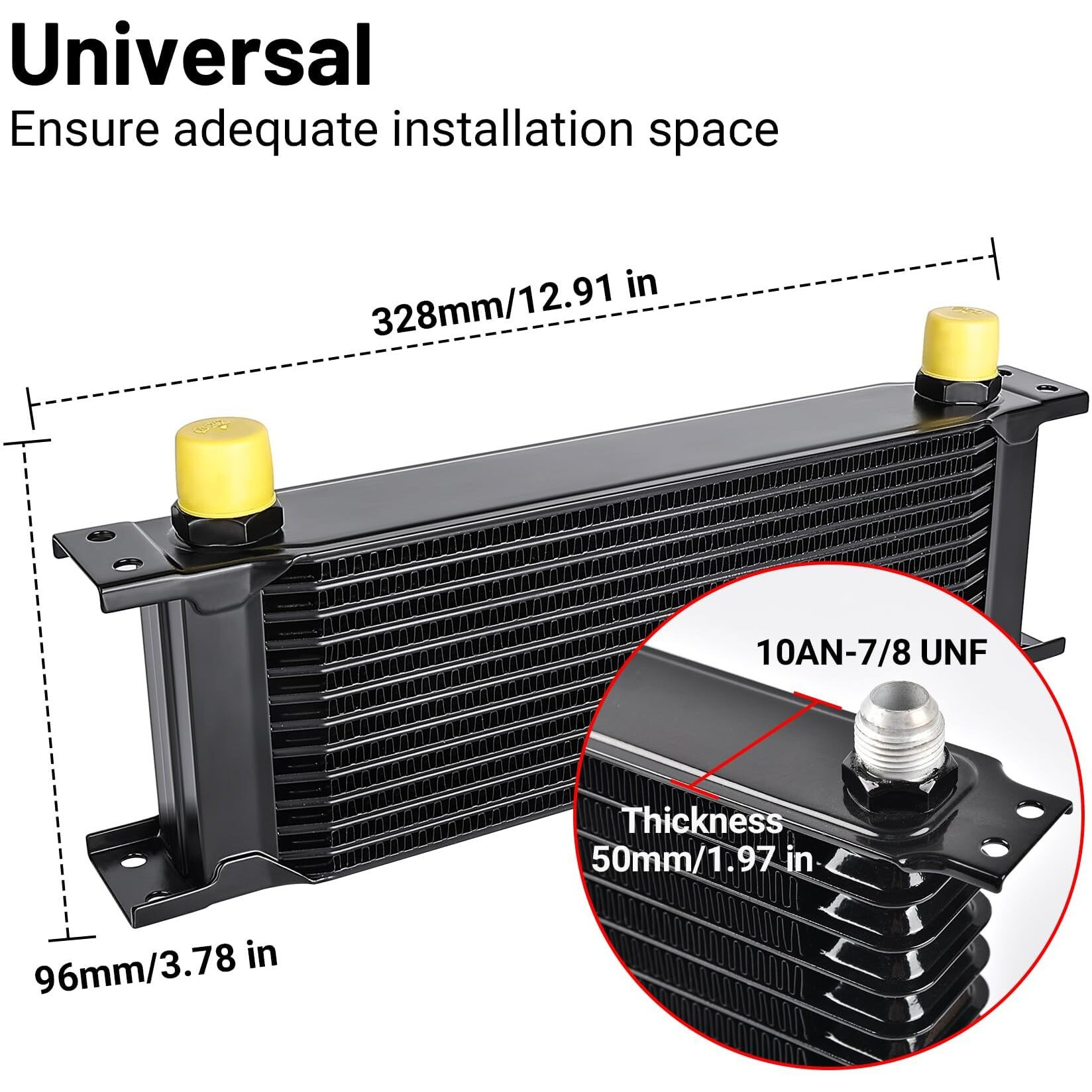 Evil Energy 13 Row Oil Cooler, 10An Stacked Plate Transmission Engine Cooler Universal British Radiator Aluminium Black