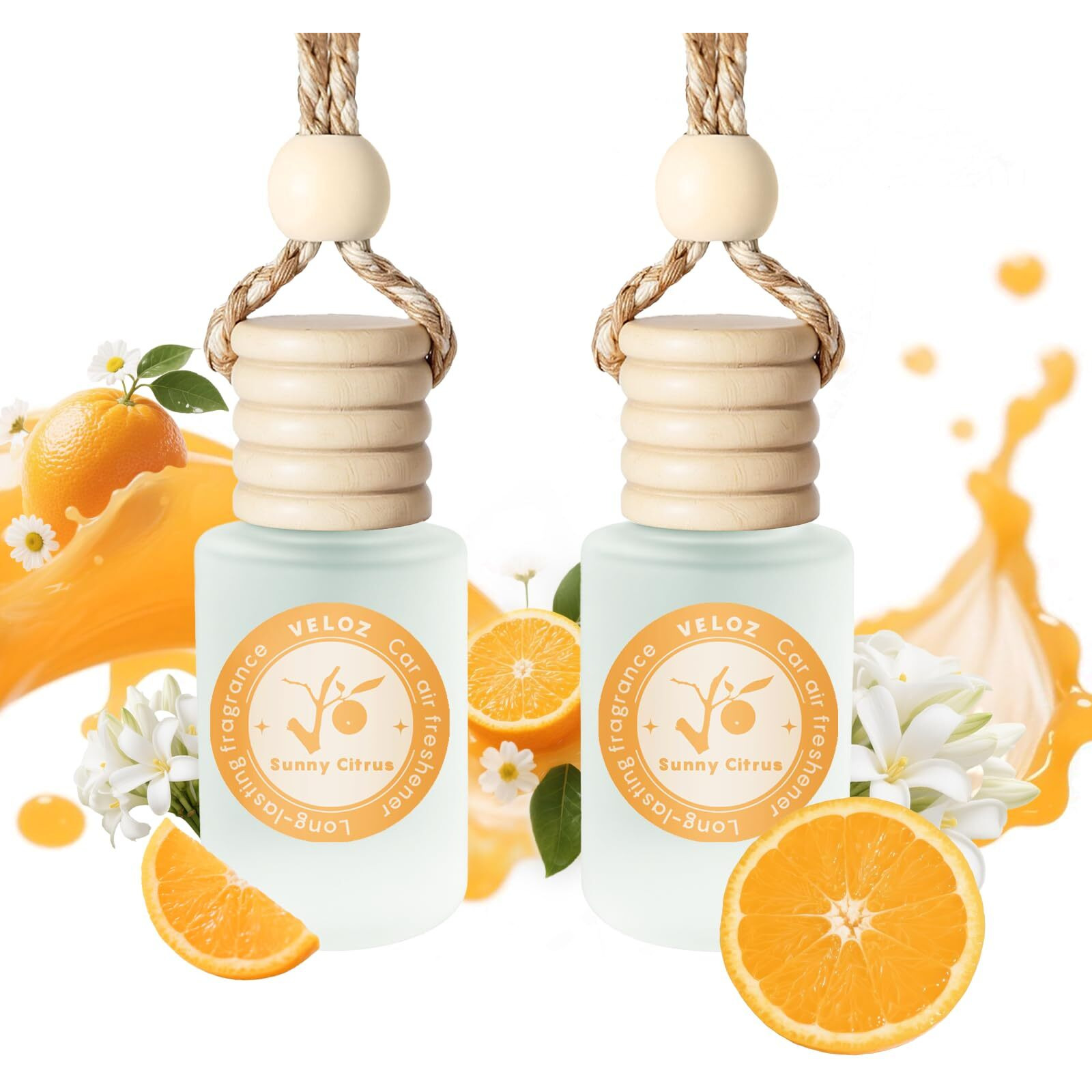 Veloz Hanging Car Air Freshener-Sunny Citrus Scent Long Lasting Essential Oil Car Diffuser