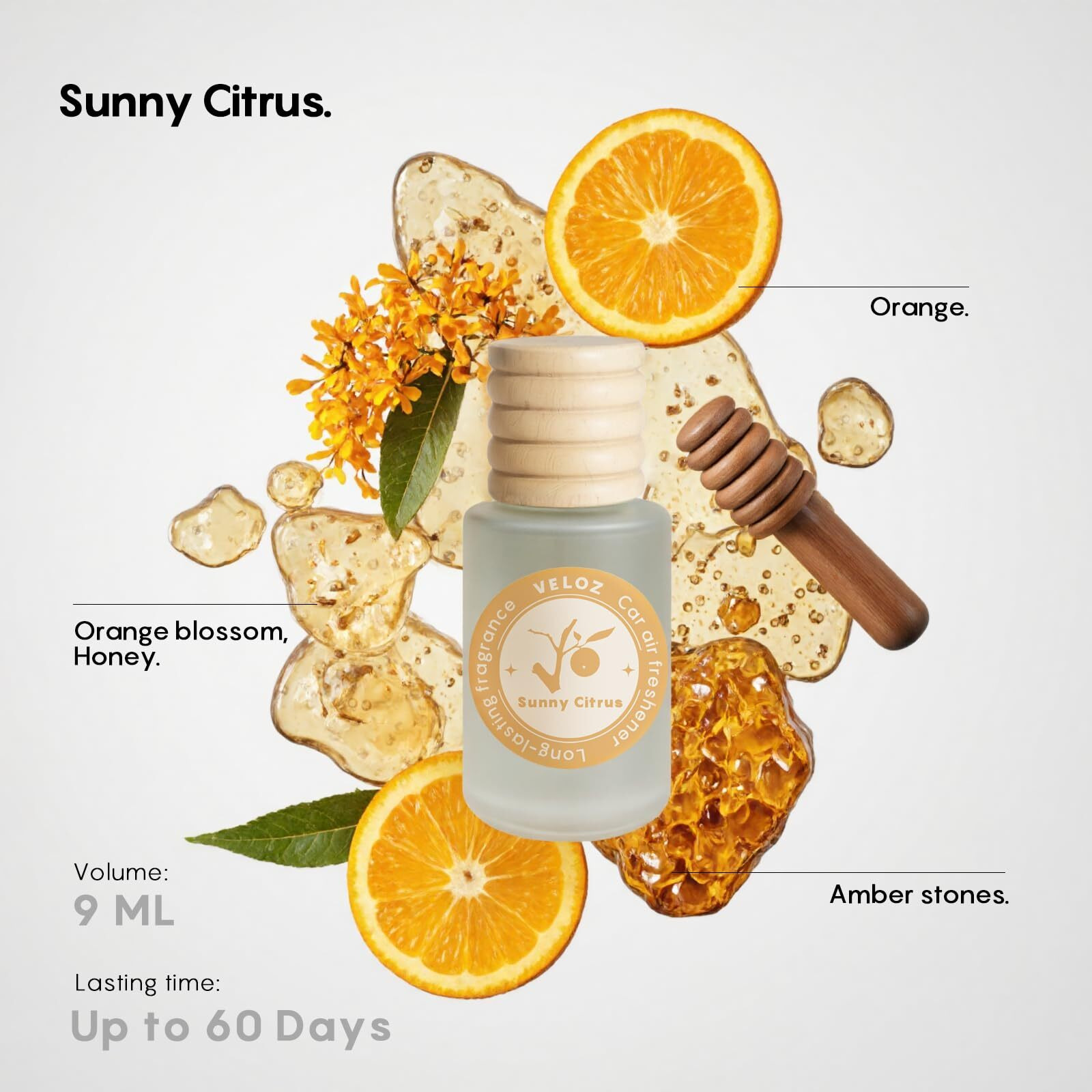Veloz Hanging Car Air Freshener-Sunny Citrus Scent Long Lasting Essential Oil Car Diffuser