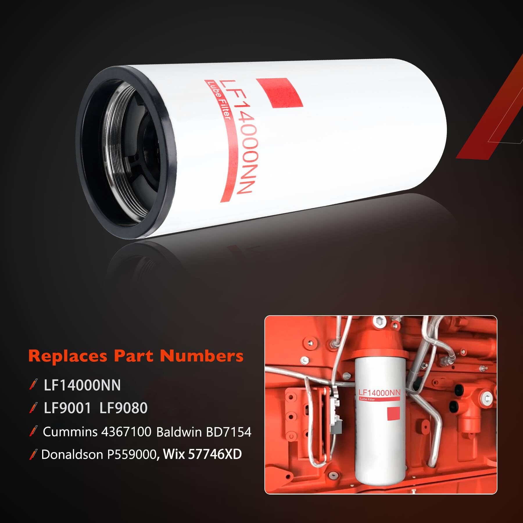 Lf14000Nn Oil Filter Compatible With Cummins Isx Ism X12 X15 M11 Qsx Qsm Qst Diesel Engines Replaces Lf9080 Lf9001 4367100 Bd7154 57746Xd