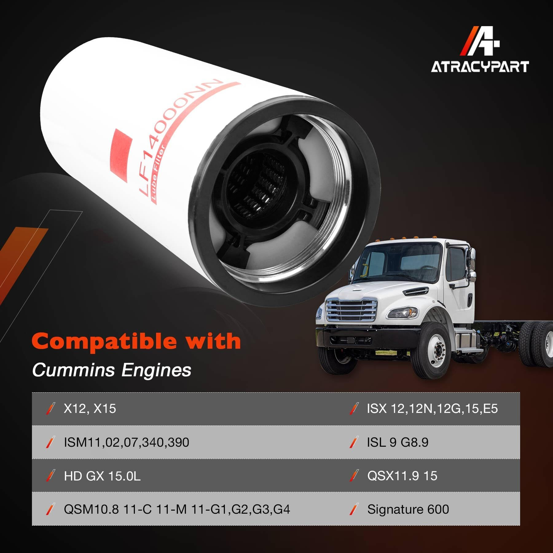 Lf14000Nn Oil Filter Compatible With Cummins Isx Ism X12 X15 M11 Qsx Qsm Qst Diesel Engines Replaces Lf9080 Lf9001 4367100 Bd7154 57746Xd