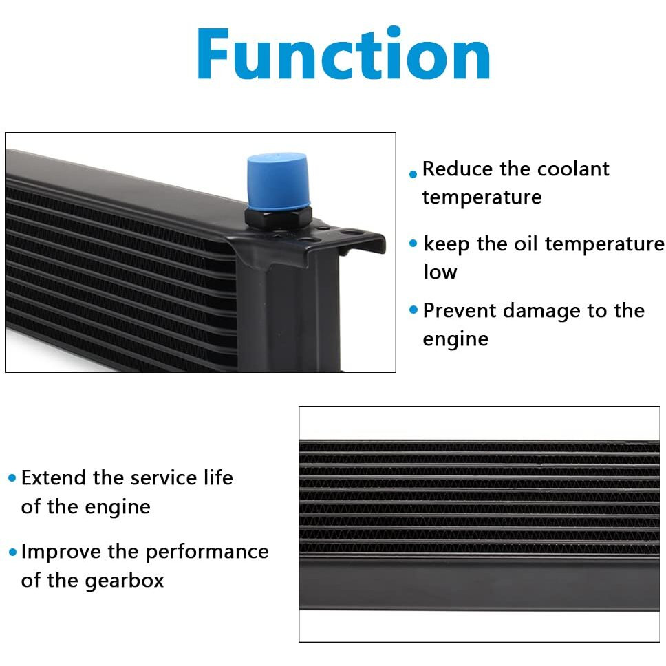 Htracing 10 Row An10 10An Transmission Oil Cooler Kit Stacked Plate With 6An 8An Adapter Universal Engine Transmission British Radiator Oil Cooler Condenser Aluminium Alloy Black