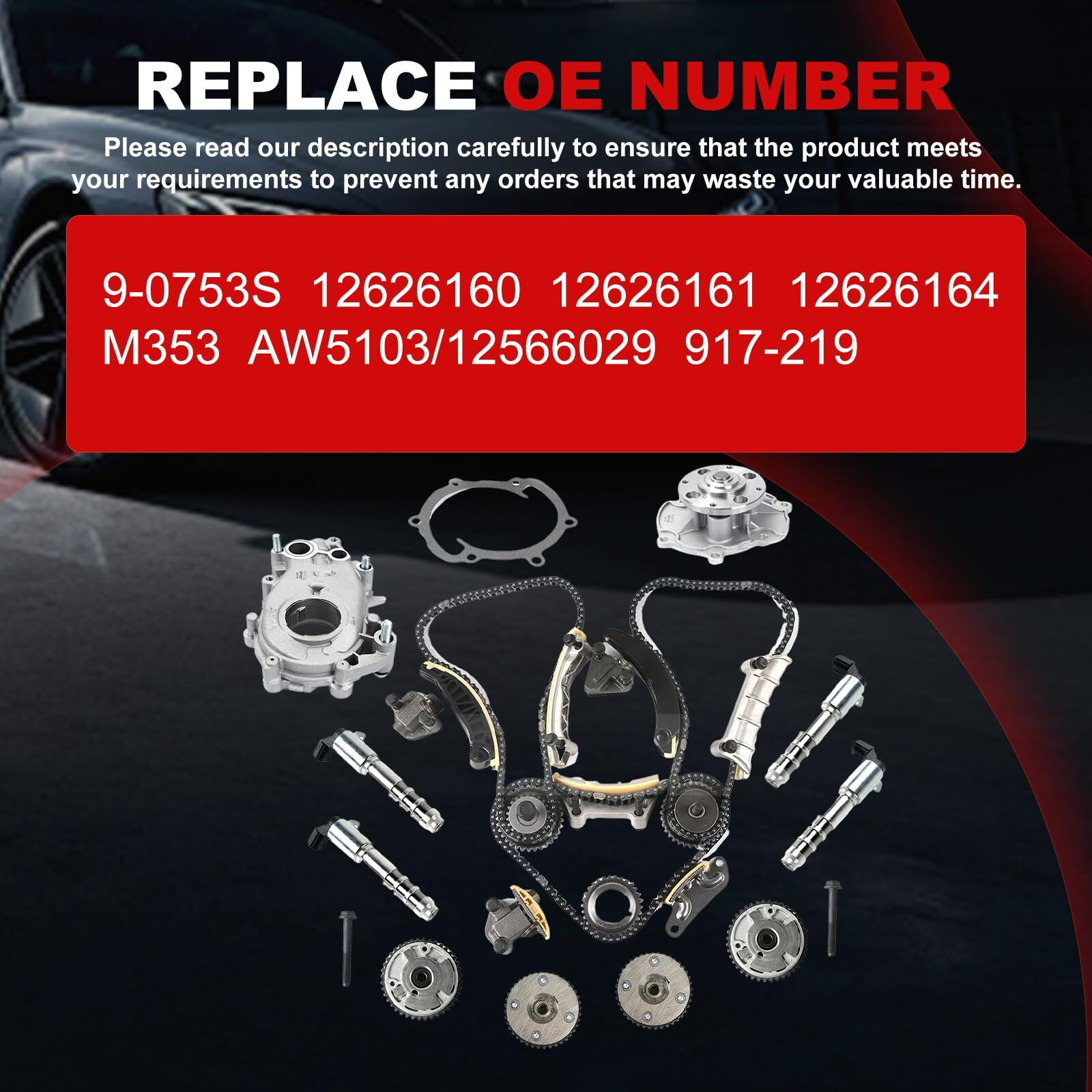 Timing Chain Kit Fit For Ats Cts Xts Sts 2007-2014 3.6L For Cts 10-14 3.0L, For Chevy Equinox Impala Traverse Malibu 2008-2015 3.0L 3.6L,For Gmc/Buick/Pontiac/Saturn Engine Water Oil Pump