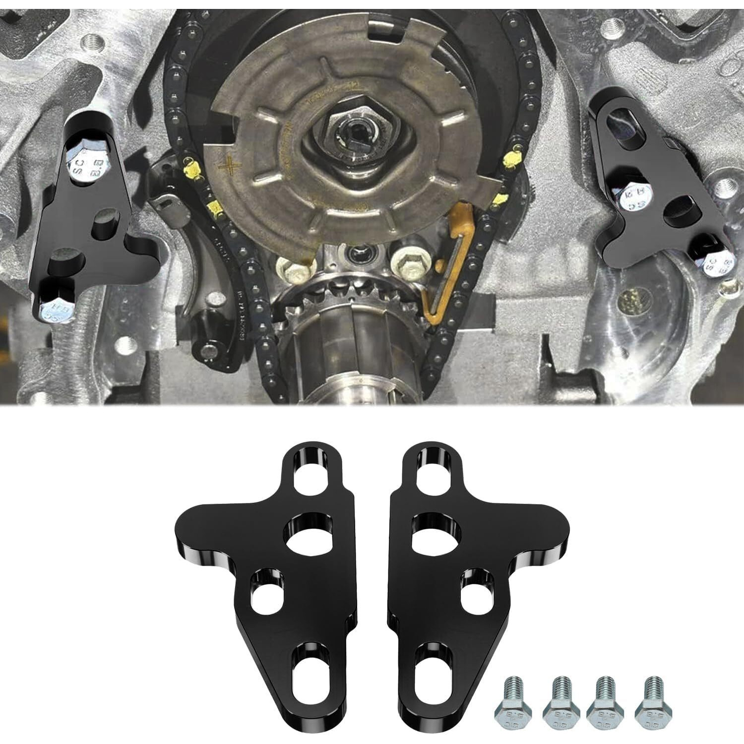 Billfaro 2Pcs Oil Pump Alignment Tool,Billet Aluminium Oil Pump Guide Kit Tool Cam Swap Pickup Tube Girdle Brace Hold Down Installation Engines Tool For Gen V Lt1 Lt4 Lt5 L83 L86 L87 Engines (Black)