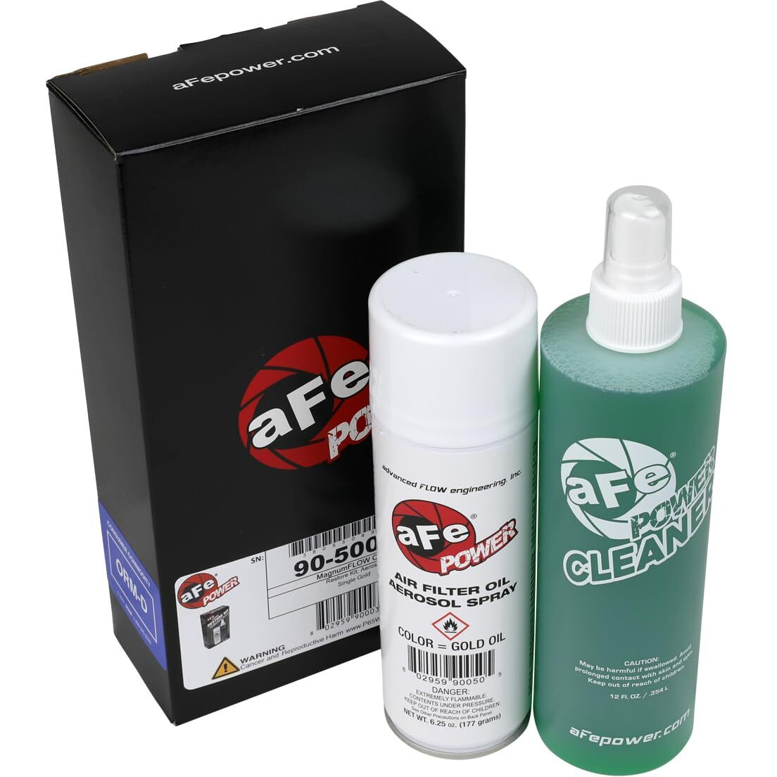 Afe Power Air Filter Restore Kit 12Oz Filter Cleaner And 6.25Oz Aerosol Filter Oil - Gold, Restores Pro Guard7 Engine Air Filters, 90-50000