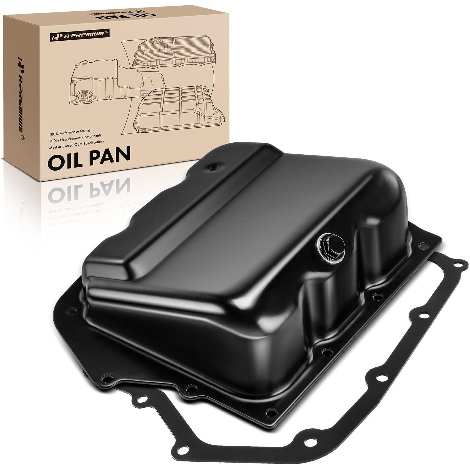 A-Premium Transmission Oil Pan With Drain Plug & Gasket Compatible With 62Te 6-Speed Automatic Transmission & Chrysler Pacifica 200 Sebring Town Country & Dodge Avenger Journey Grand Caravan