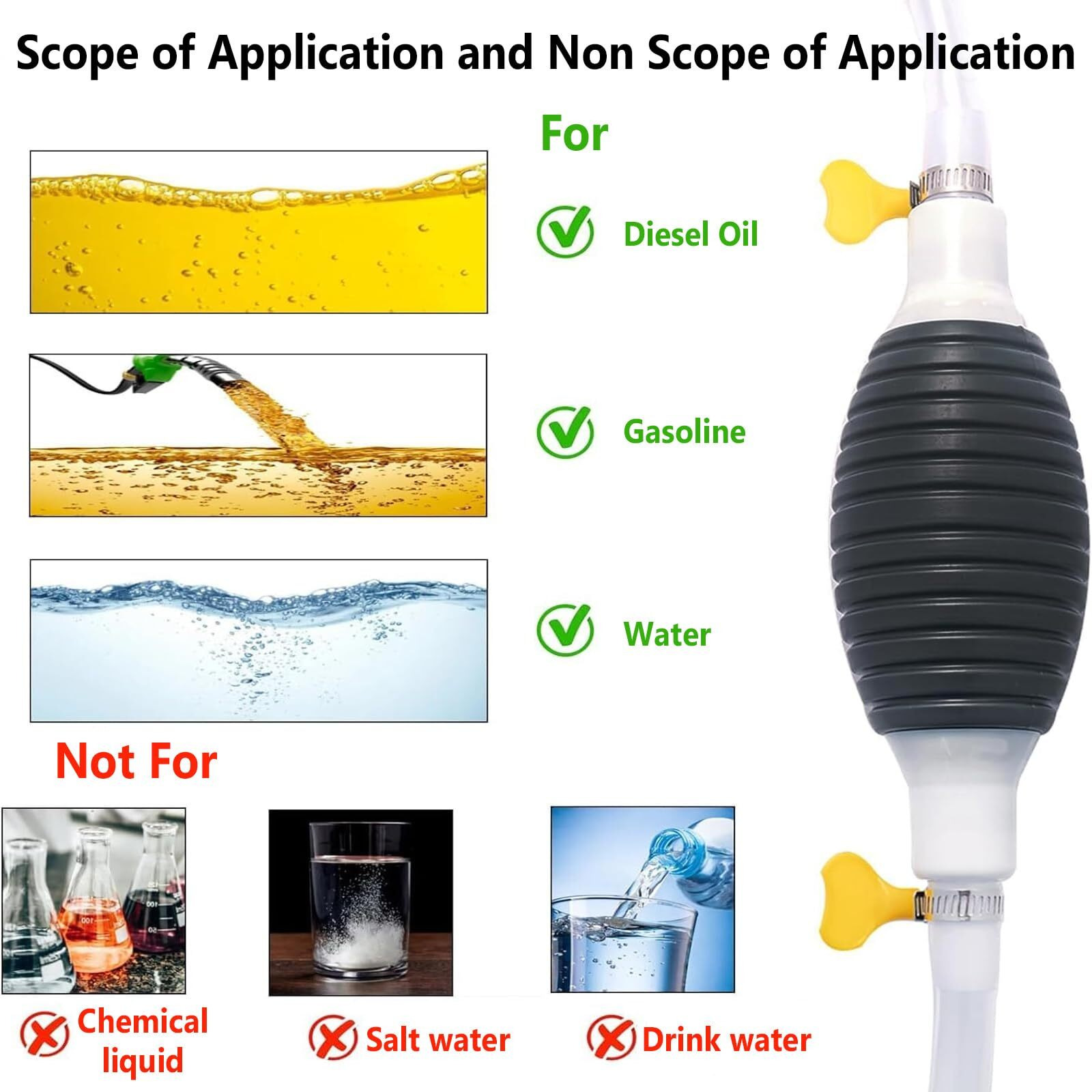 Generic Multifunction Liquid Sucker Pump, 2024 New Manual Fuel Transfer Pump, Portable Manual Siphon Pump For Gas Gasoline Oil Fuel Petrol Diesel Fluid Water Fish Tank, 240621-Hxb