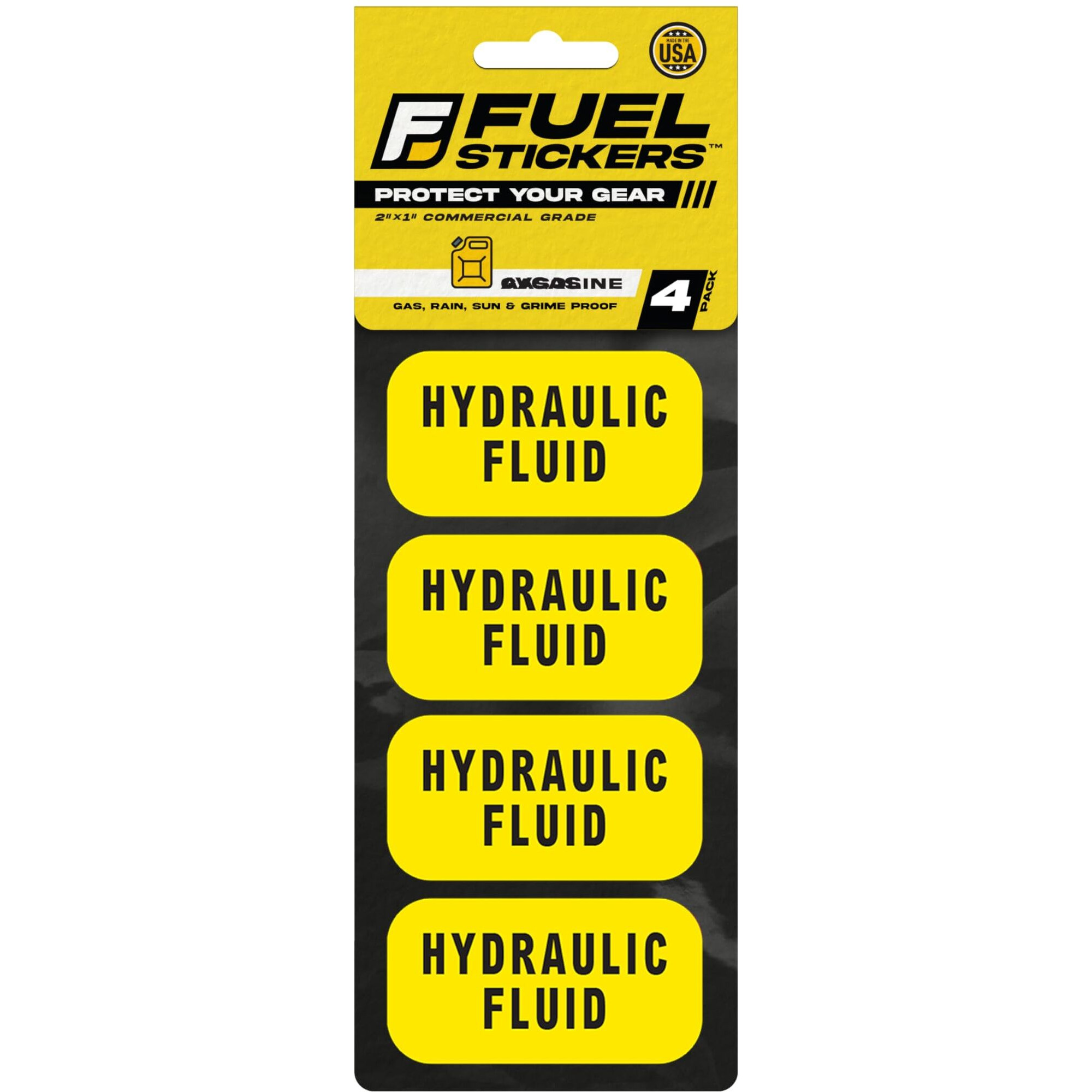Hydraulic Oil Only Sticker By Fuel Stickers | Heavy Equipment, Containers, Drums, Tanks - Weather Proof, Extreme Stick - Hydraulic Fluid Sticker - Usa Made (2X1 Inch), 4 Labels