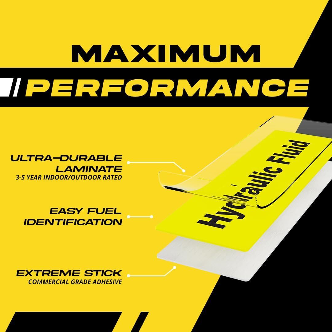 Hydraulic Oil Only Sticker By Fuel Stickers | Heavy Equipment, Containers, Drums, Tanks - Weather Proof, Extreme Stick - Hydraulic Fluid Sticker - Usa Made (2X1 Inch), 4 Labels