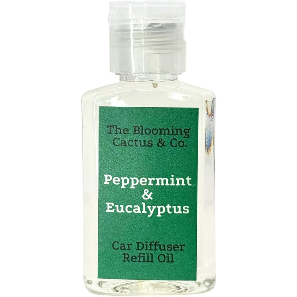 Car Air Freshener Refill Oil - Fragrance Oil Diffuser Refill - Car Diffuser Refill - Reed Diffuser Refill -The Blooming Cactus & Co. - (Peppermint & Eucalyptus)