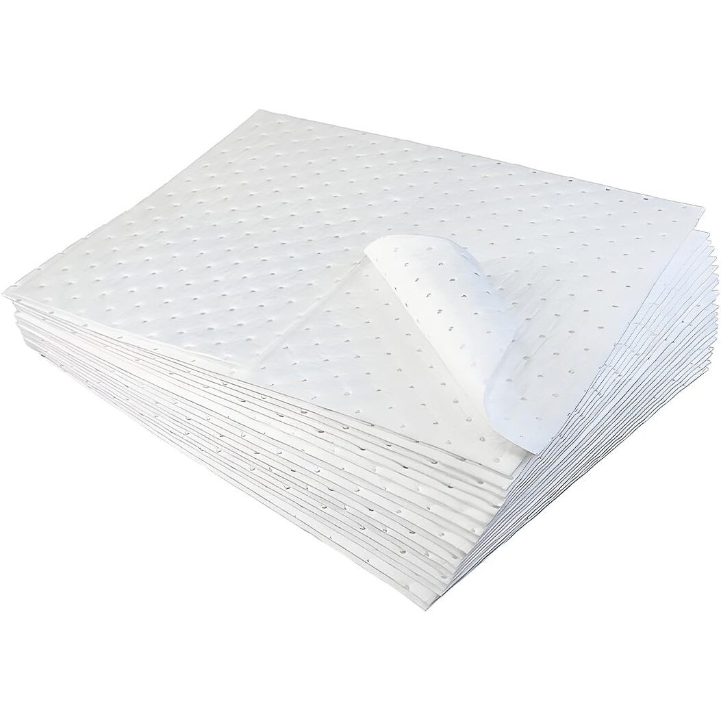 Shmzk 20 Pcs Spill Absorbent Pads, 15"" X 20"" Premium Oil Absorbing Mats For Absorbing Protecting Garage Basement, White Reusable Absorbing Heavy Weight Oil-Only Absorbent Mat Pad