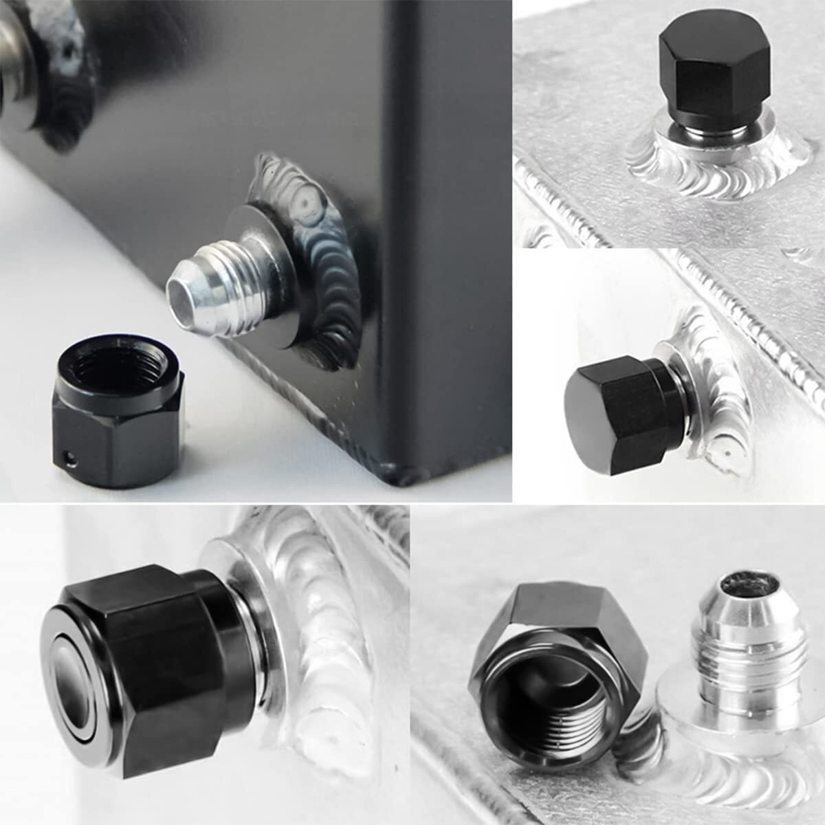 6An Female Flare Cap Block Off Fitting Plug, 2Pcs Aluminum Swivel Hex Head Nut Port Adapter, Automotive Modification Accessories For Fuel Oil Line