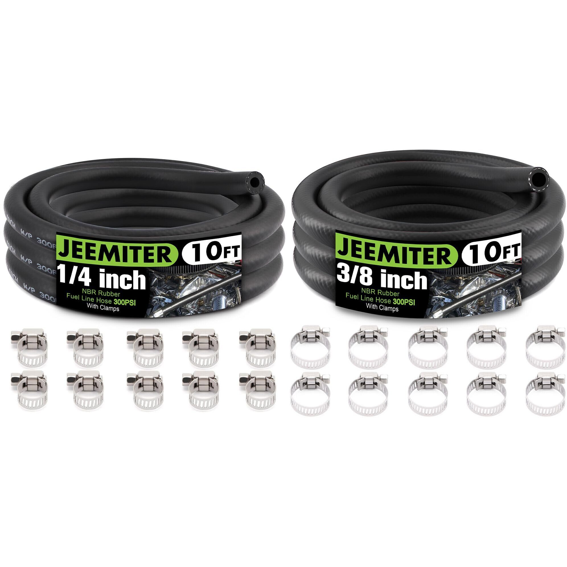 Jeemiter 1/4"" & 3/8"" Fuel Line Hose Oil Hose Push Lock Nbr Rubber 10Ft For Each 300Psi For Small Engines, Gas, Oil, Coolants Hose
