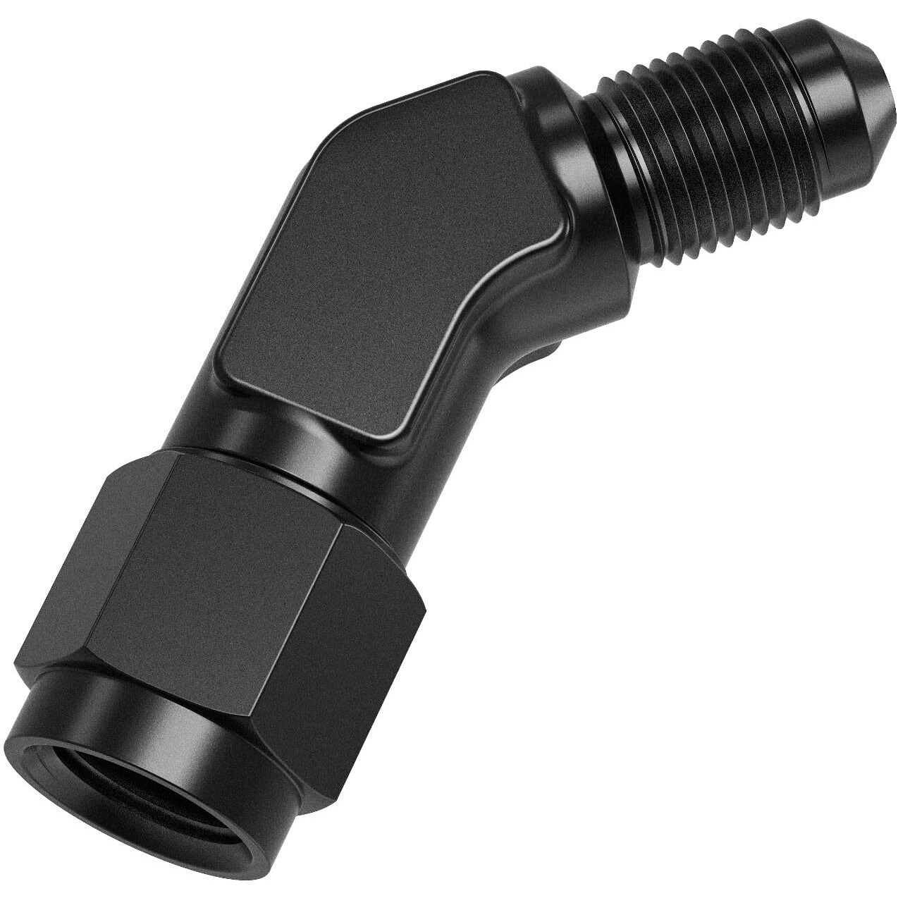 Truckmeter 45 Degree 3An Female To 3An Male Swivel Flare Union Fitting Adapter, Black Hard Aluminum Hex Anodized Connector, Automotive Accessories Suitable For Vehicle Fuel Oil Line Modification