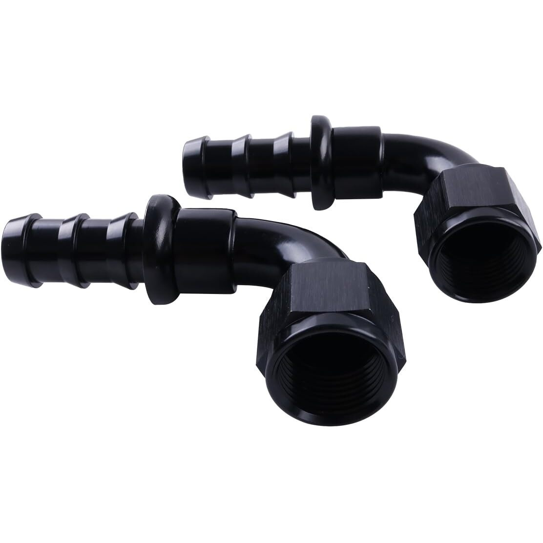 Zap Performance 10An Female To 5/8 Inch Barb Hose Fittings 90 Degree Black Push-On/Lock Fuel Cooler Kits,Fitting For Rubber Fuel Oil Line (2 Pcs)