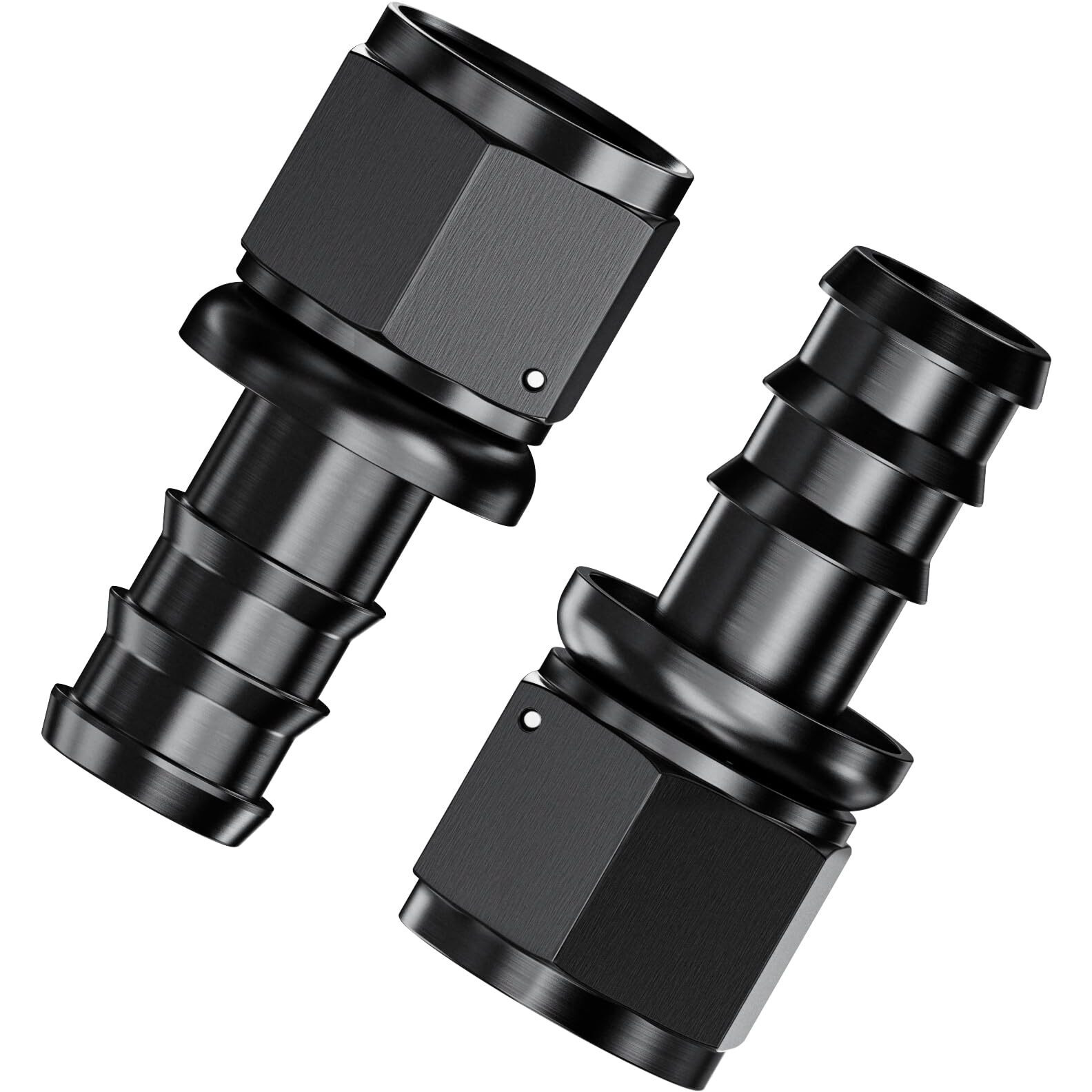 2Pcs Straight 12An Female To 3/4"" Push Lock Hose Fitting End For Rubber Fuel Line, Black Hard Two Stage Barb Aluminum Anodized Connector, Automotive Accessories For Vehicle Fuel Oil Line Modification