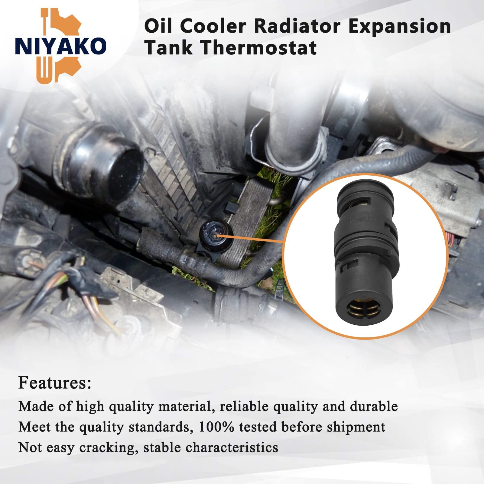 Niyako Oil Cooler Radiator Expansion Tank Thermostat Replacement -  Fit 1999-2010 E46 E53 E83 E85 E86 X3 X5 Z4 323 325 328 330