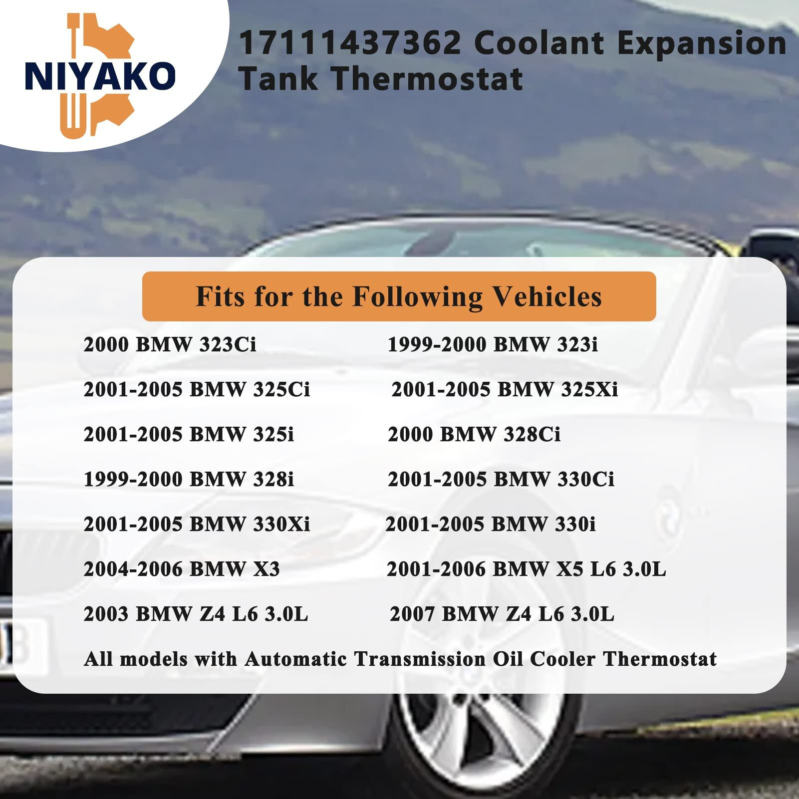 Niyako Oil Cooler Radiator Expansion Tank Thermostat Replacement -  Fit 1999-2010 E46 E53 E83 E85 E86 X3 X5 Z4 323 325 328 330