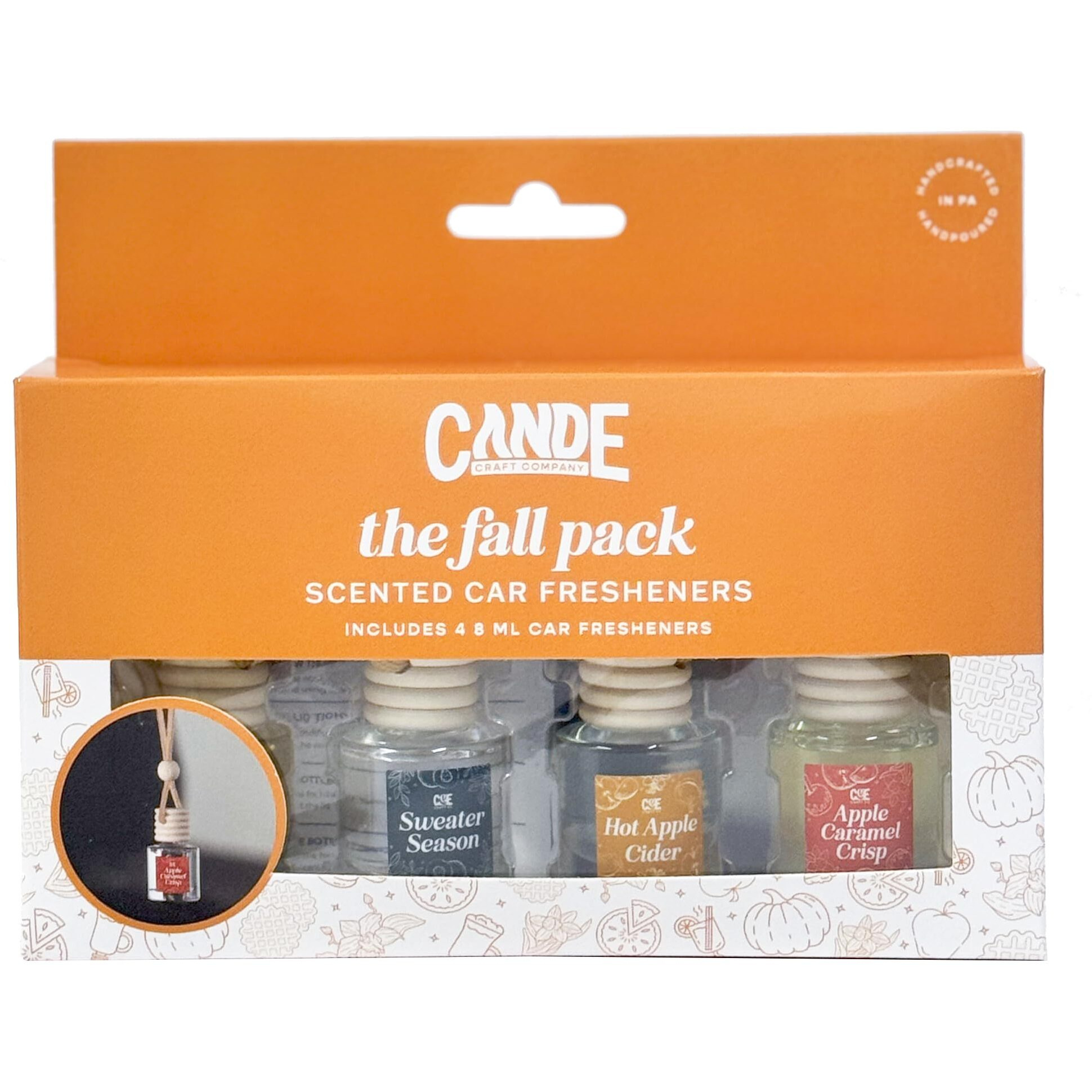 Ce Craft Hanging Car Air Freshener - Fragrance Oil Diffuser With Essential Oils - Long-Lasting Aromatherapy Scents For Automobiles - 4 Pack, Fall
