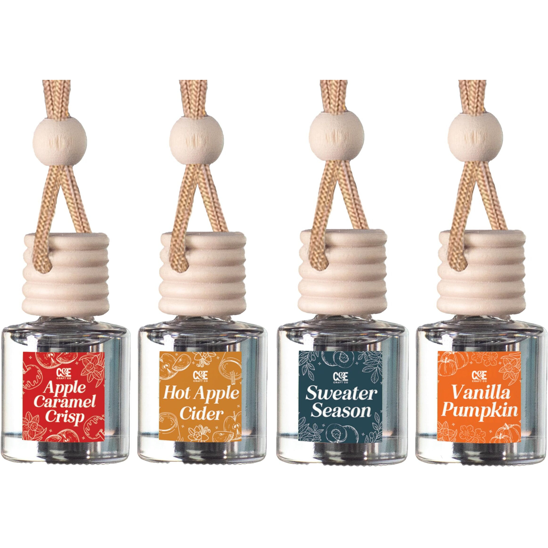 Ce Craft Hanging Car Air Freshener - Fragrance Oil Diffuser With Essential Oils - Long-Lasting Aromatherapy Scents For Automobiles - 4 Pack, Fall