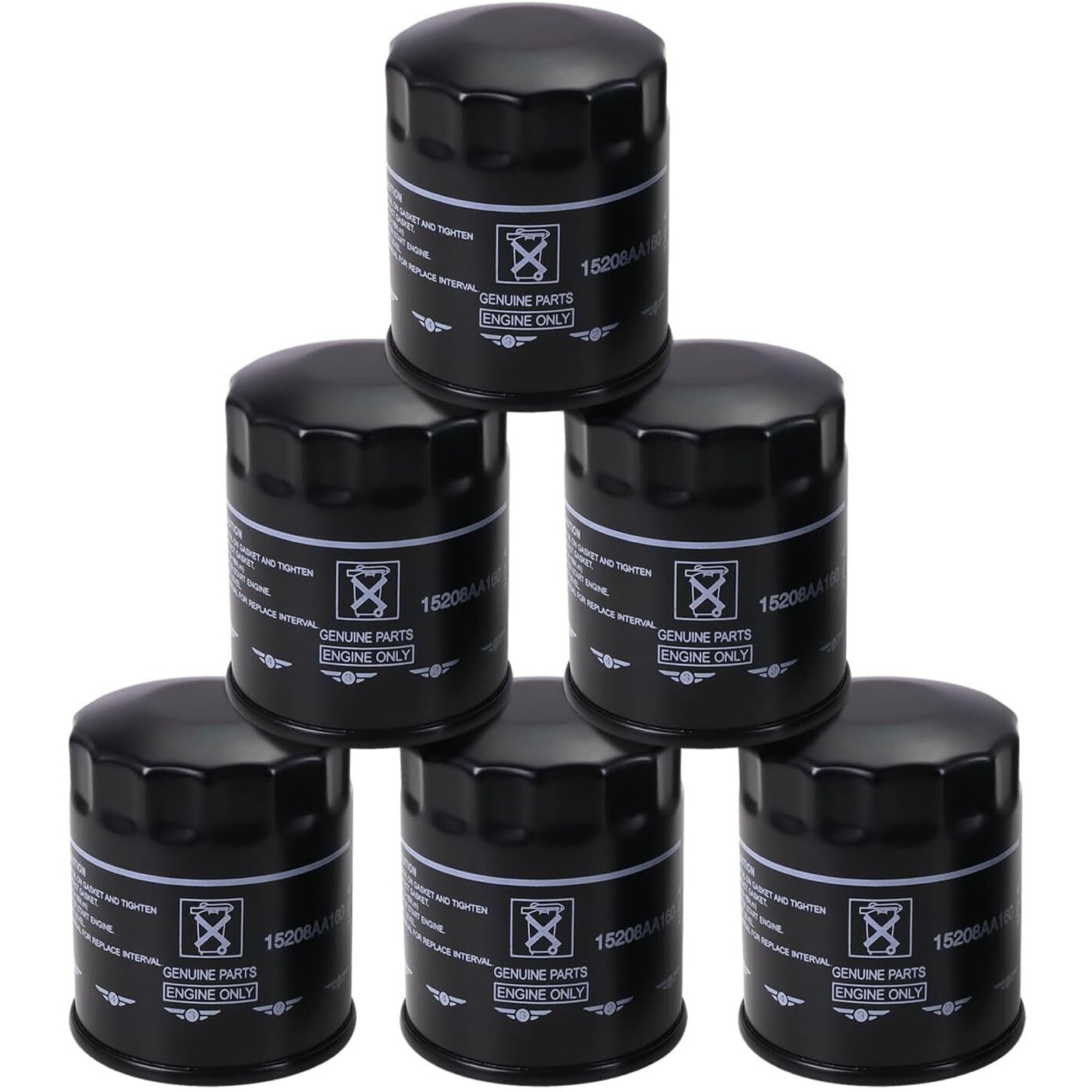 15208Aa21A Engine Oil Filter Compatible With 2011-2025 Subaru Outback Legacy Impreza Forester Xv Crosstrek Ascent Replace 15208Aa160 15208Aa20A (6 Pack)