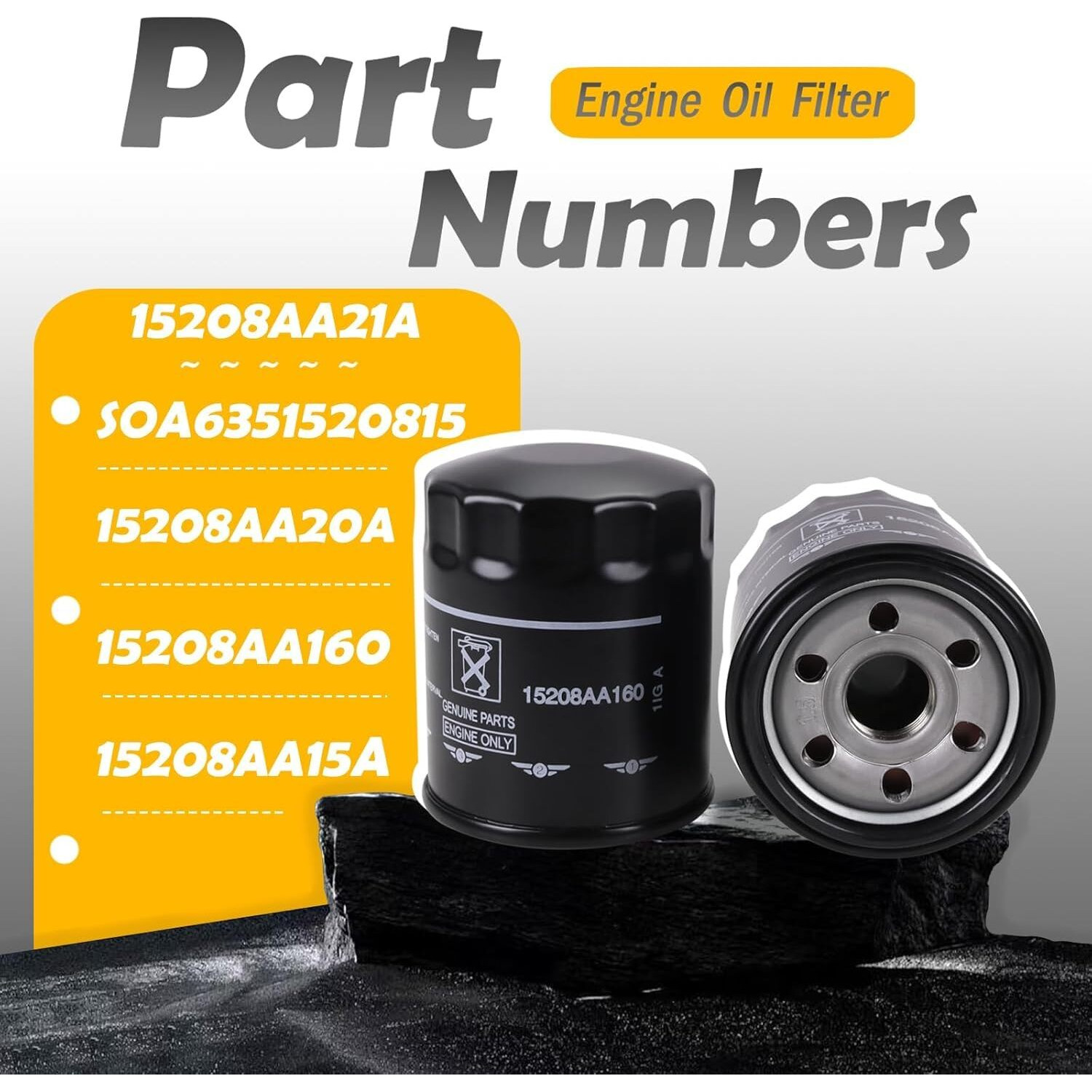15208Aa21A Engine Oil Filter Compatible With 2011-2025 Subaru Outback Legacy Impreza Forester Xv Crosstrek Ascent Replace 15208Aa160 15208Aa20A (6 Pack)