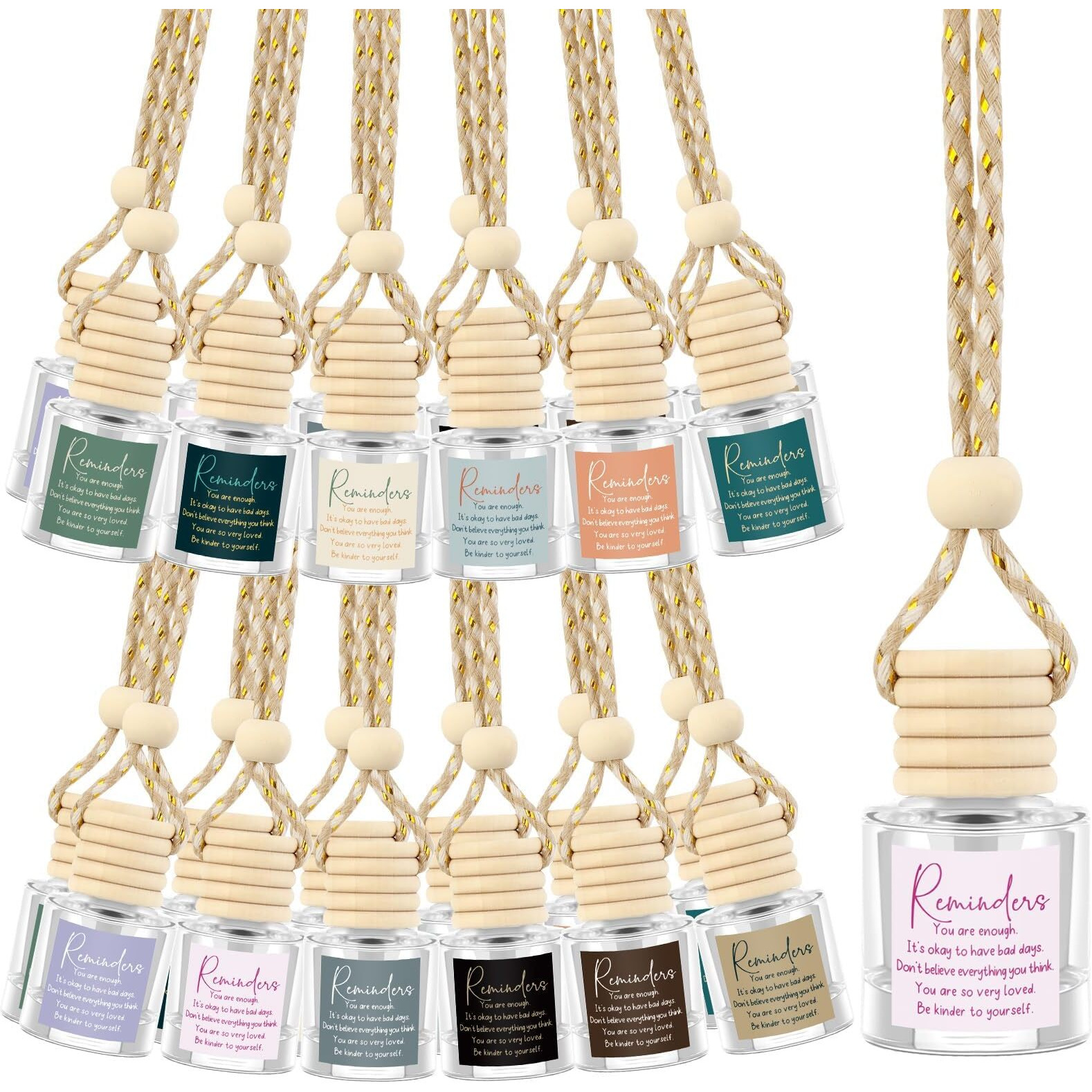 Funnymoom 24 Pcs Appreciation Gifts Bulk Car Air Freshener Diffuser Empty Glass Essential Oil Diffuser For Thank You Inspirational Motivational Employee Coworkers Staff Teachers