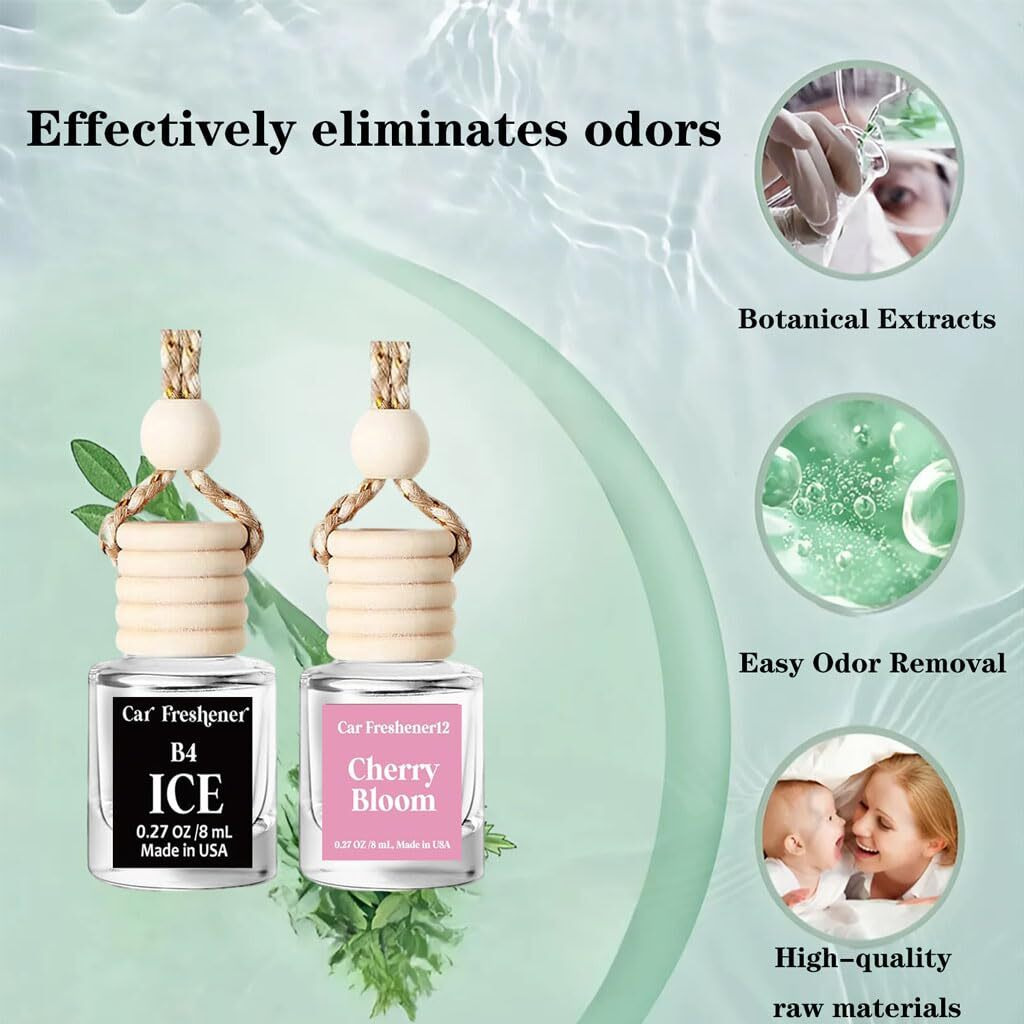 Hanging Air Freshener Diffuser, 60-Day Long Lasting Essential Oil Diffuser For Car - Natural Odor Eliminator & Stress Relief, Aromatherapy Diffuser For Car Interior