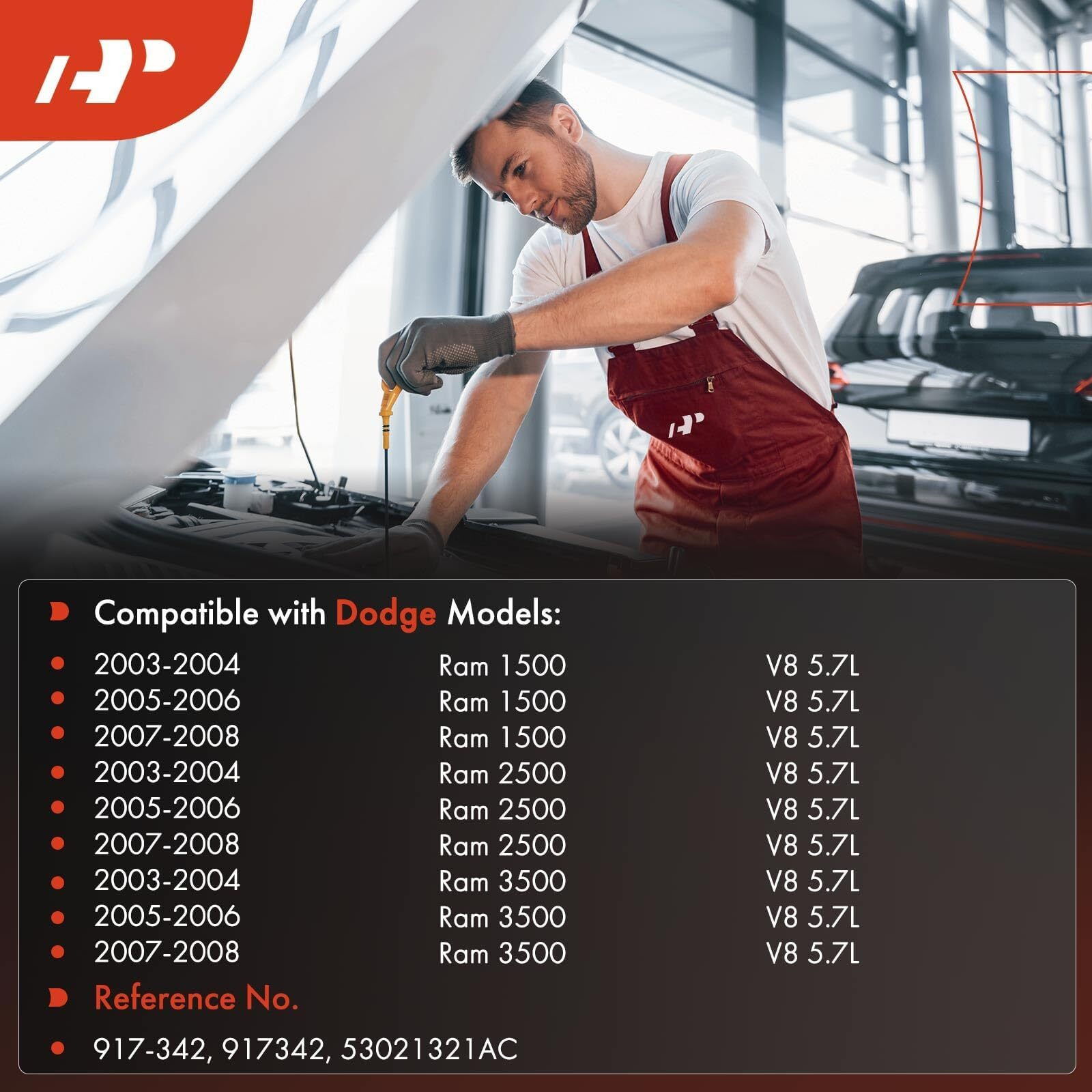 A-Premium 5.7L 8 Cyl Engine Oil Dipstick Compatible With Dodge Ram 1500 2500 3500 2003 2004 2005 2006 2007 2008, Engine Oil Measuring Rod Dip Stick