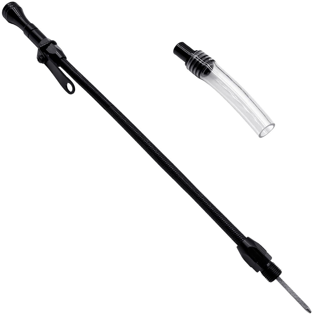 Hahaha Sbf Screw-In Compatible With Ford Oil Dipstick Tube Kit Flexible Oil Pan Screw-In Sb 289 302 351 Bb 429 460 5/8""-18 Thread Pitch (Black)