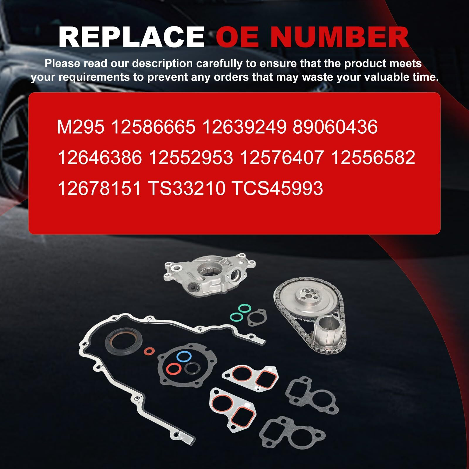 Timing Chain Oil Pump Gasket Kit 4.8L 5.3L 6.0L Fit For Silverado Avalanche Suburban Tahoe 1998-2016,For Gmc Sierra/Yukon/Cadillac Escalade 2007-2014 M295 Timing Parts Tool Kit