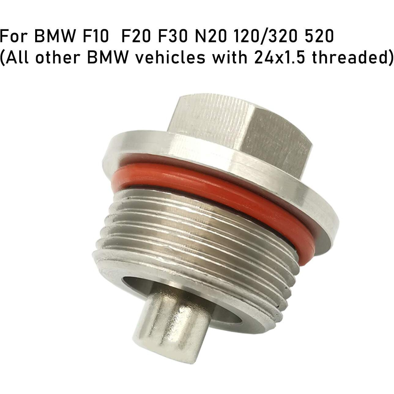 Jaronx M24X1.5 Magnetic Oil Drain Plug, Aluminum Magnetic Sump Drain Nut Oil Drain Bolt For Bmw F10 F20 F30 N20 120/320 520 (All Other Bmw Vehicles With 24X1.5 Threaded)(M24X1.5)