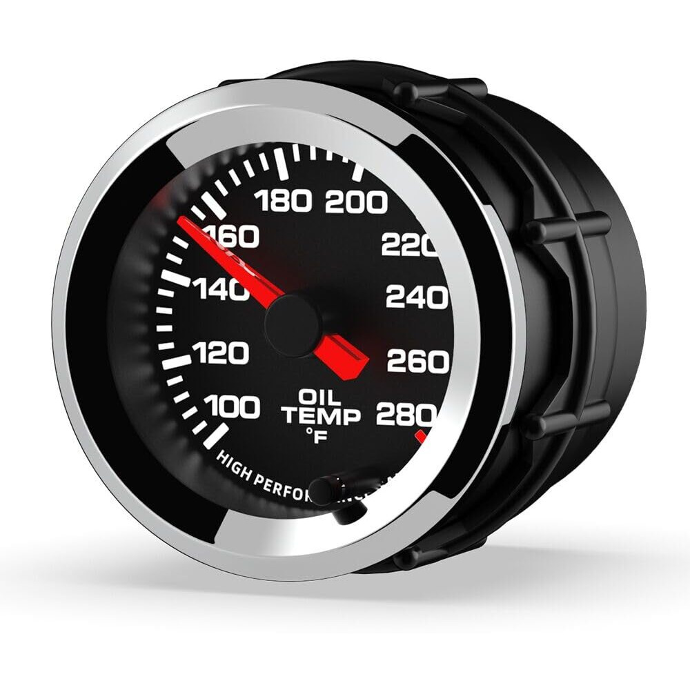 Sinco Tech 2'' 52Mm With Oil Temperature Gauge 100-280 Sensor Kit Car Meter (Oil Temp F)