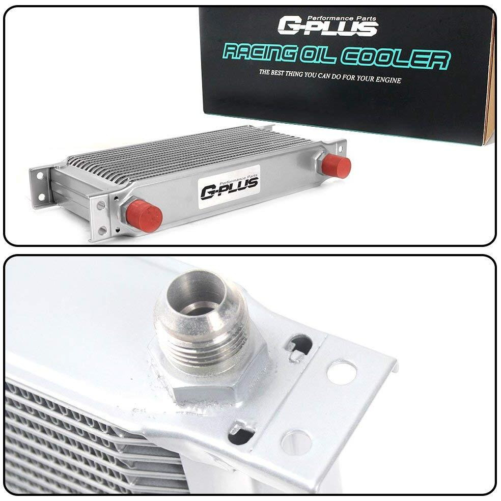 G-Plus Universal 30 Row An10 Universal Engina Transmission Oil Cooler & Filter Adapter Kit Aluminum Silver