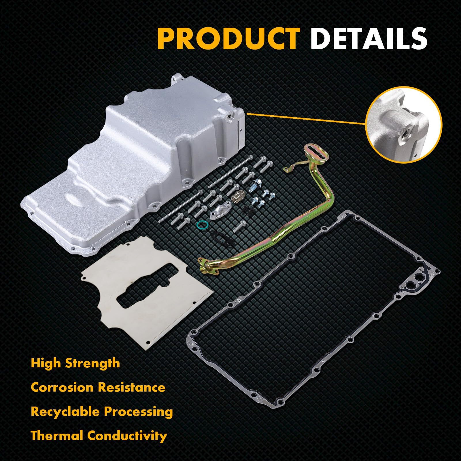 Jghyperx 302-2 81073 Ls Swap Retrofit Engine Oil Pan Kit Aluminum Compatible With Chevy Ventura Omega Camaro Nova F-Body G-Body 1964-1992 Ls1 Ls2 Ls3 Ls6 5.3L 5.7L 6.0L 6.5L V8 Engines