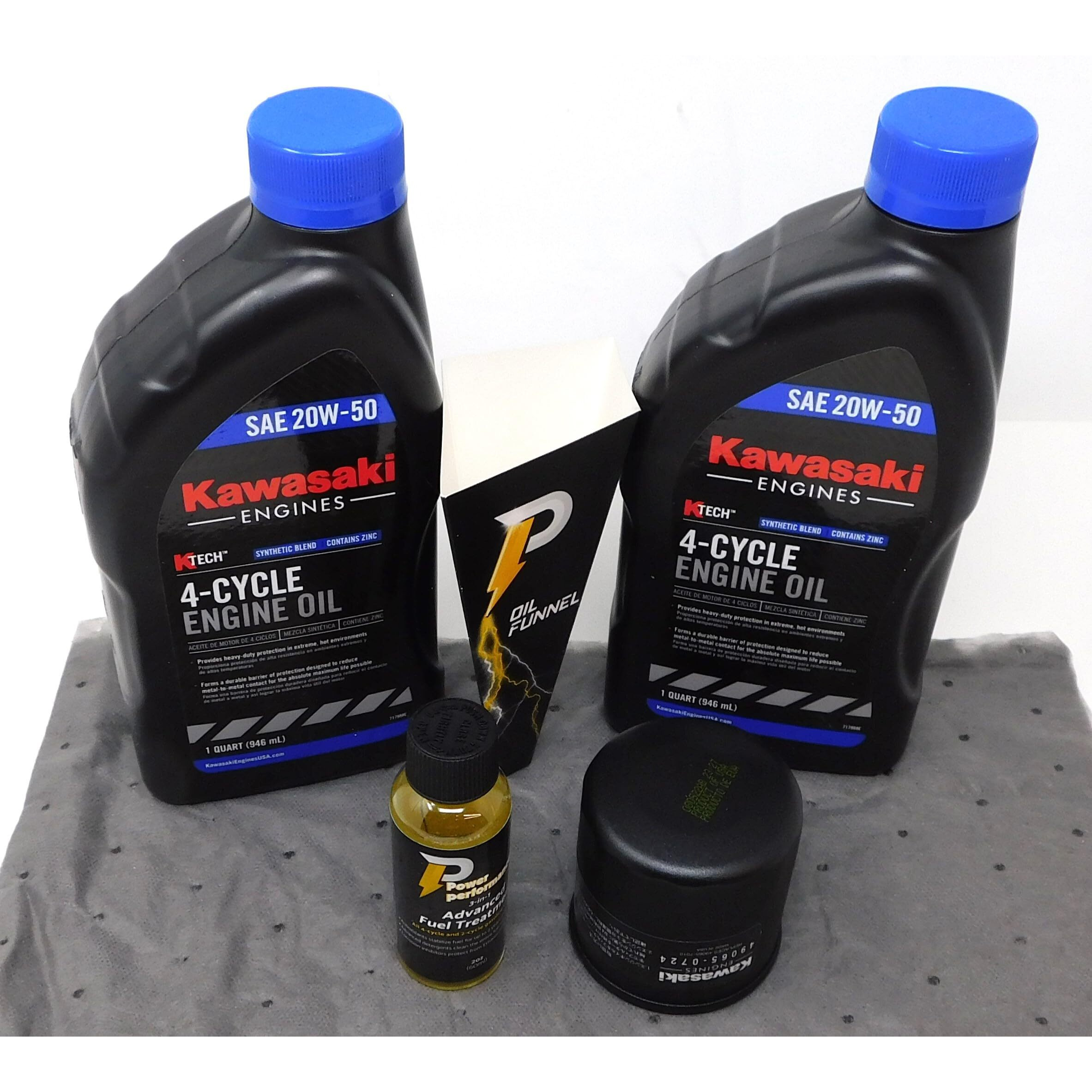 Power Performance 20W-50 Oil Change Kit For Kawasaki 49065-0724 And Fuel Treatment