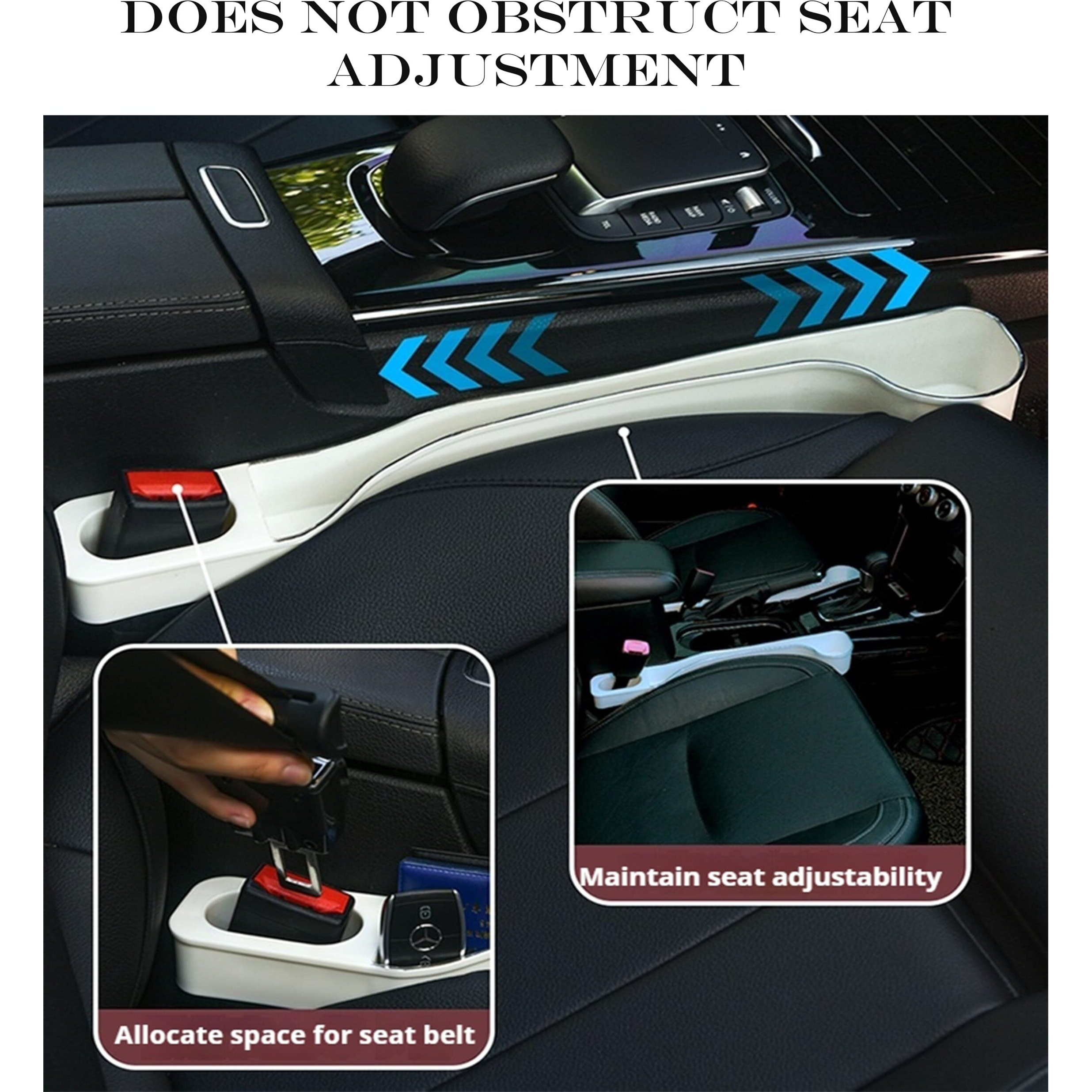 Car Seat Gap Filler Organizer- Upgrade Car Side Seat Gap Filler With Cup Holder And Phone Holder- Car Seat Gap Organizer For Prevent Falling-Seat Gap Storage 2 Pack (2, White)