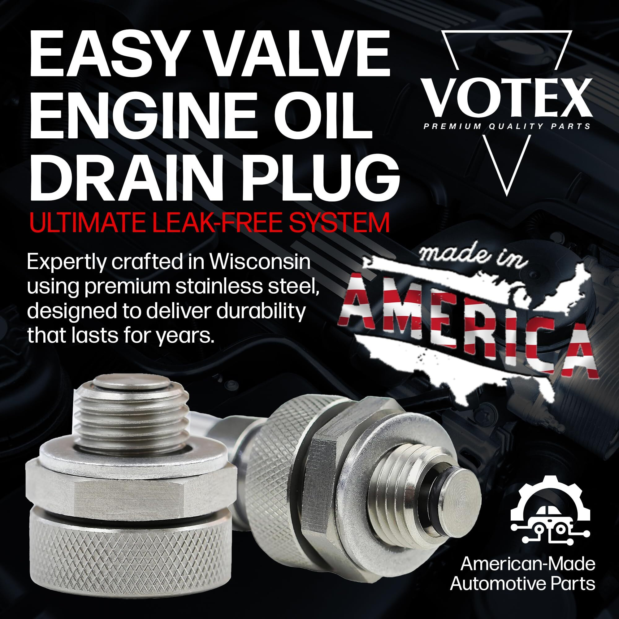 Votex - Made In Usa - Stainless Steel Quick Valve Oil Drain Plug Fits Honda Atv - Dirtbike - Motorcycles - Quad - 92800-12000 - Part Number Smqdp010-1-1