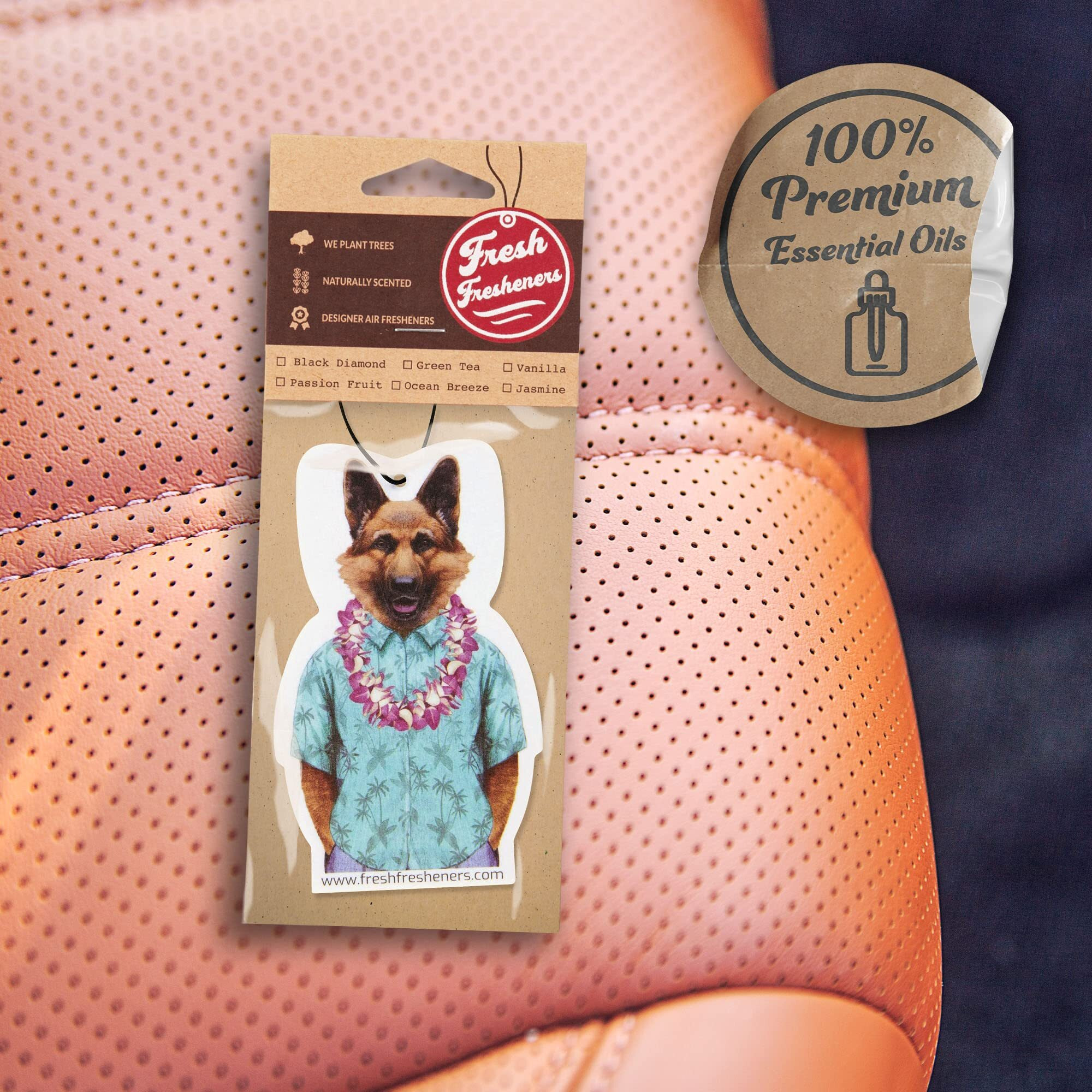 Dog Car Air Freshener 3 Pack German Shepherd Scented With Essential Oils By Fresh Fresheners (3 Pack)