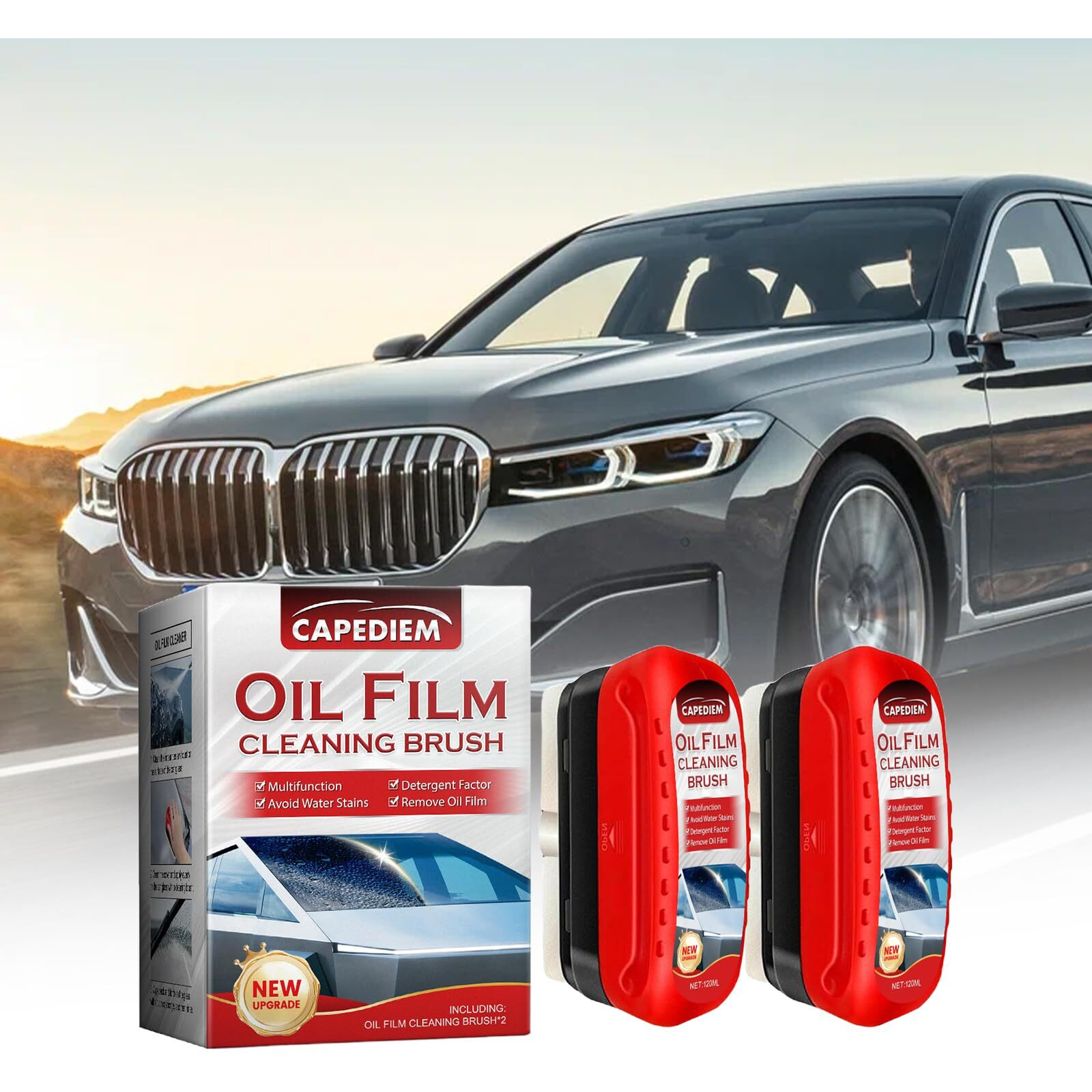 Capediem Automotive Oil Film Cleaning Brush New Glass Coating For Windshield Glass Oil Film Remover, Strong Front Windshield Remover For Windshields Improves Clarity And Visibility