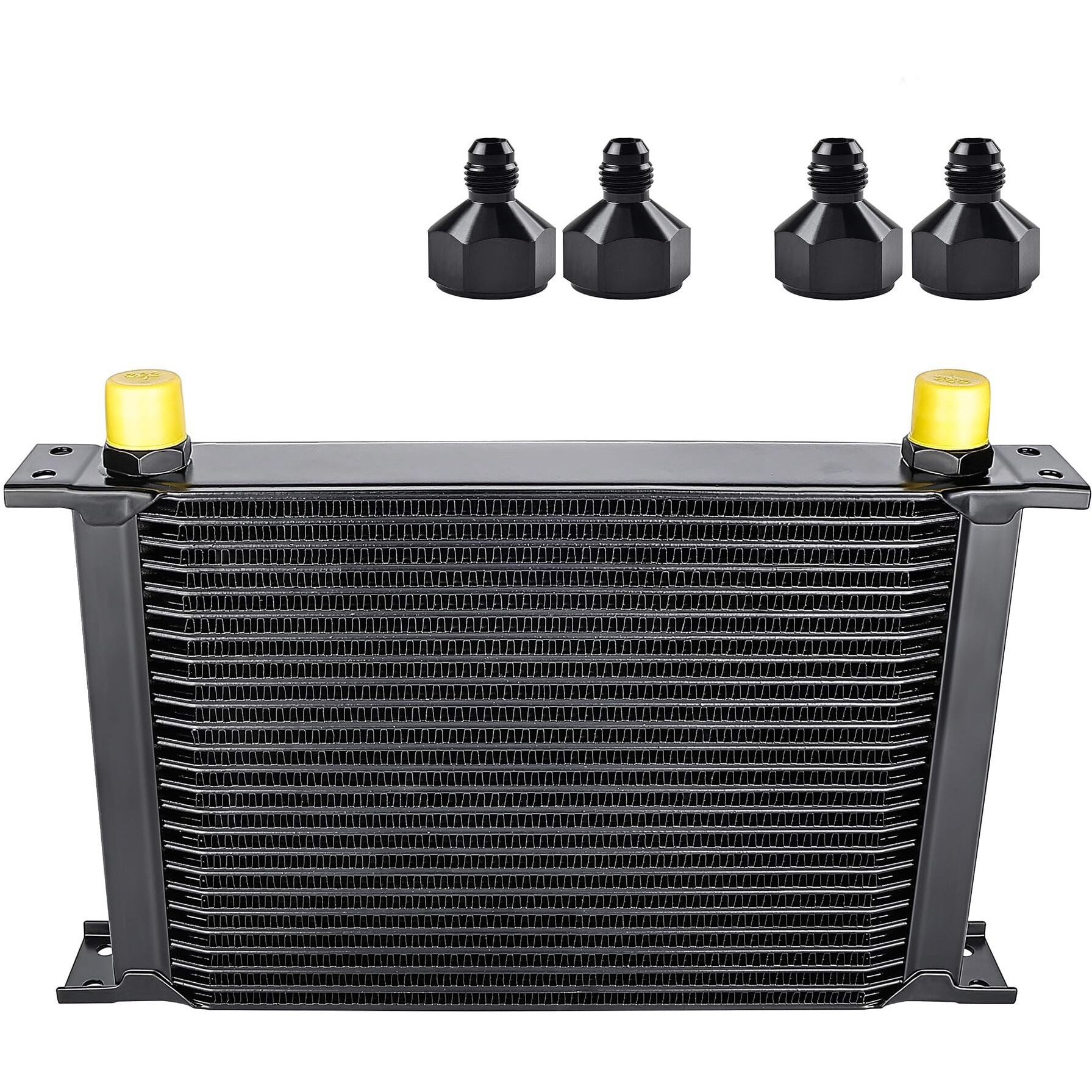 Evil Energy 25 Row Oil Cooler, 10An Stacked Plate Transmission Engine Cooler Universal British Radiator Aluminium Black