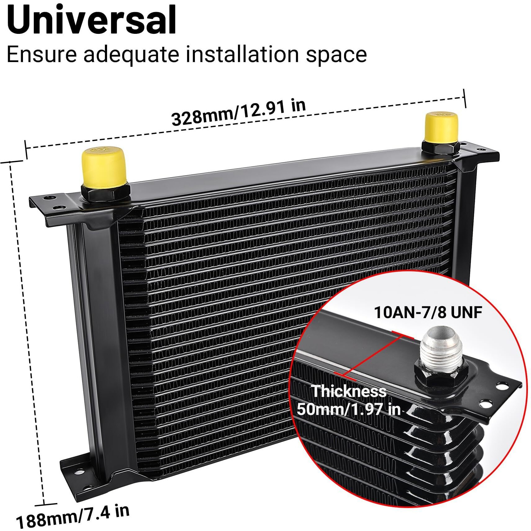 Evil Energy 25 Row Oil Cooler, 10An Stacked Plate Transmission Engine Cooler Universal British Radiator Aluminium Black
