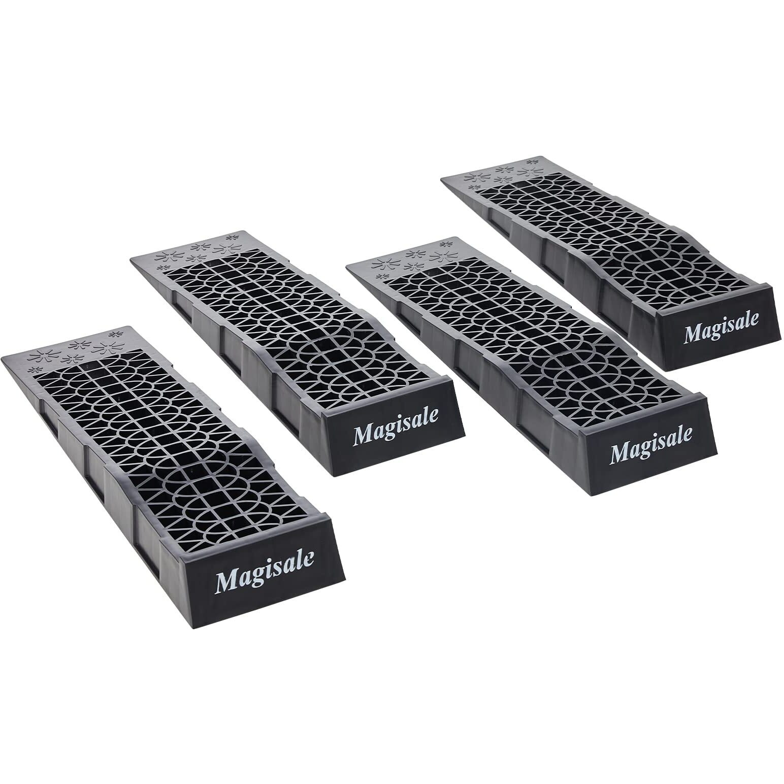 Magisale Low Profile Plastic Car Service Ramps 6 Ton Heavy Duty Truck Vehicle Ramps For Oil Changes& Maintenance- 4 Pack