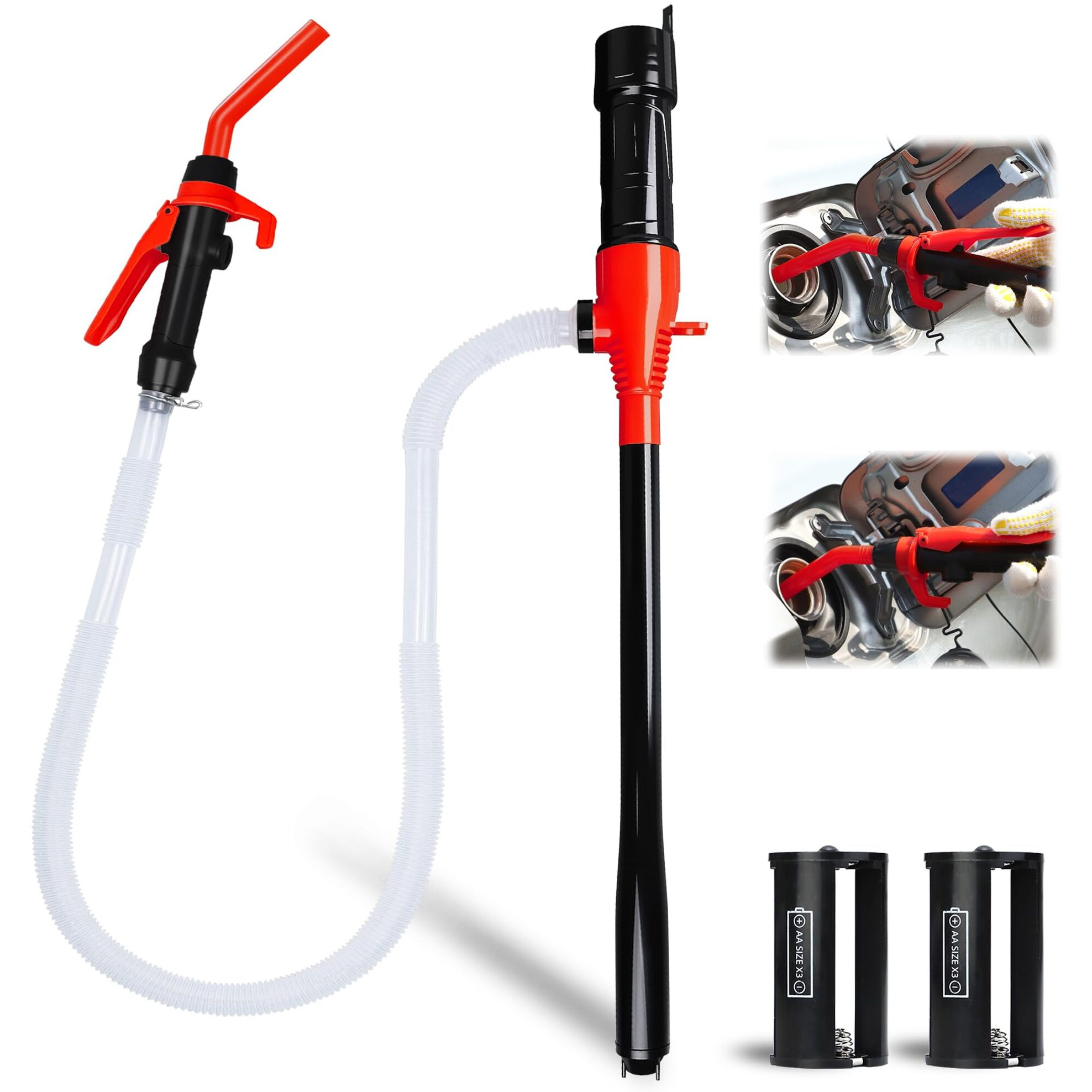 Portable Fuel Transfer Pump Battery Operated Electric Siphon Pump For Gas, Fuel, Diesel, Water Transfer 2.2 Gpm Flow Oil Extractor -Easy To Use Hand Fuel Pump, Transfer Pump