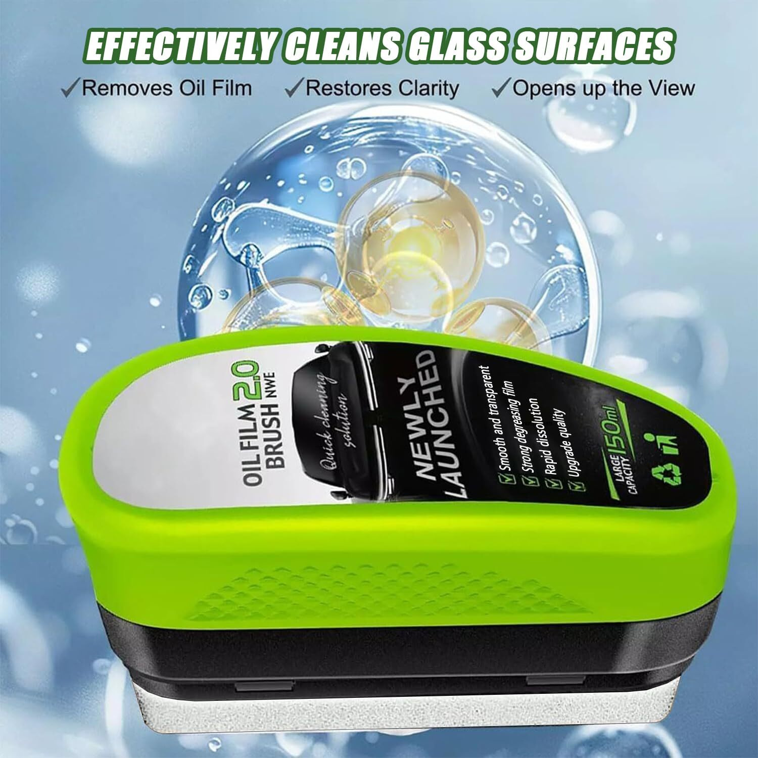 Automotive Oil Film Cleaning Brush, 2.0 Upgrade Clearvision Car Windshield Cleaner,Oil Film Cleaning Brush For Car Window, Clearvision Cars Windshield Cleaner Tool