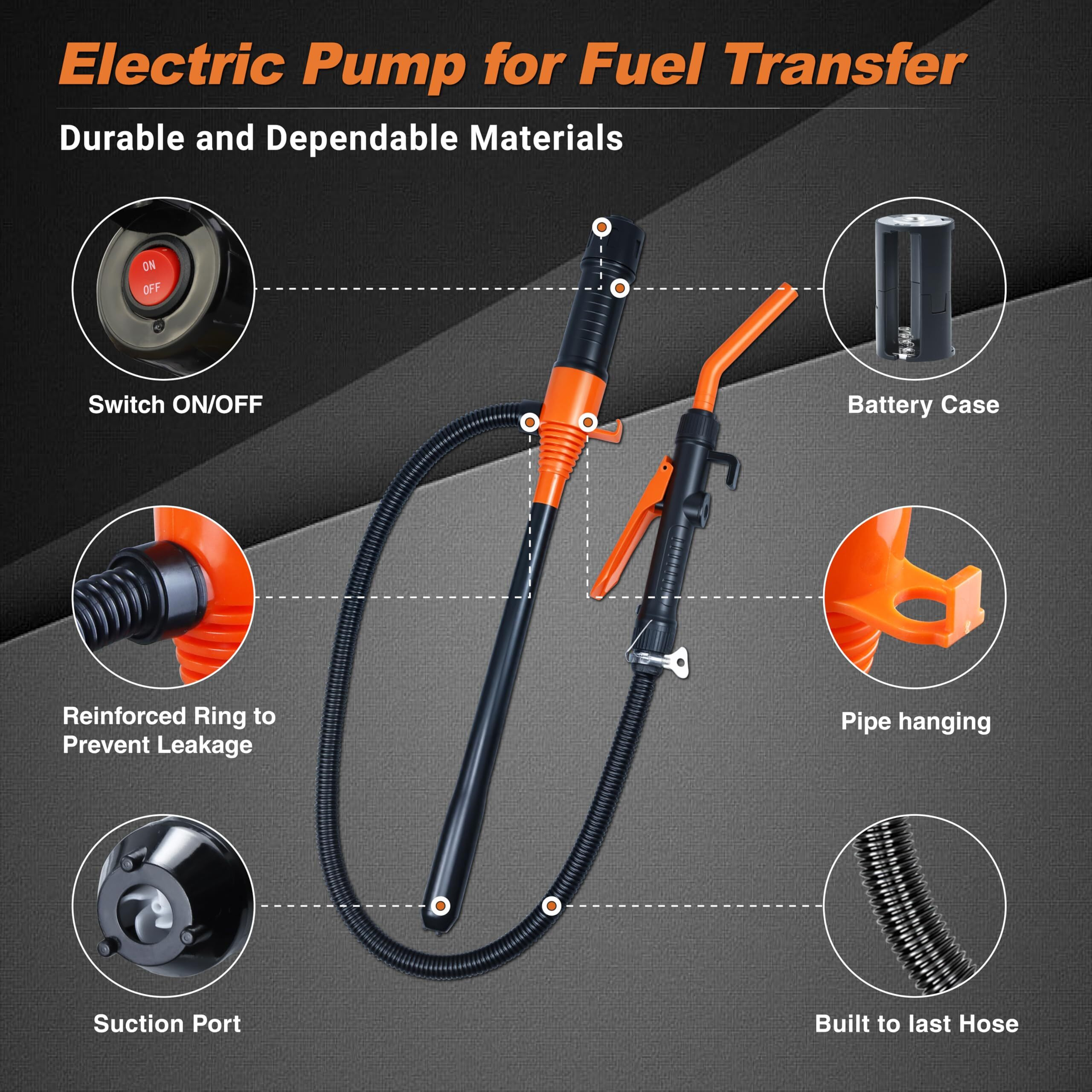 Gexihodie Portable Power Battery Pump, Battery Operated Fuel Transfer Pump, Electric Siphon Pump For Gas, Oil, Diesel Transfer, Gasoline Pump With Flow Control Nozzle, 2.2Gpm Hand Oil Extractor