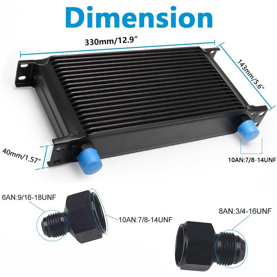Htracing 19 Row An10 10An Transmission Oil Cooler Kit Stacked Plate With 6An 8An Adapter Universal Engine Transmission British Radiator Oil Cooler Condenser Aluminium Alloy Black
